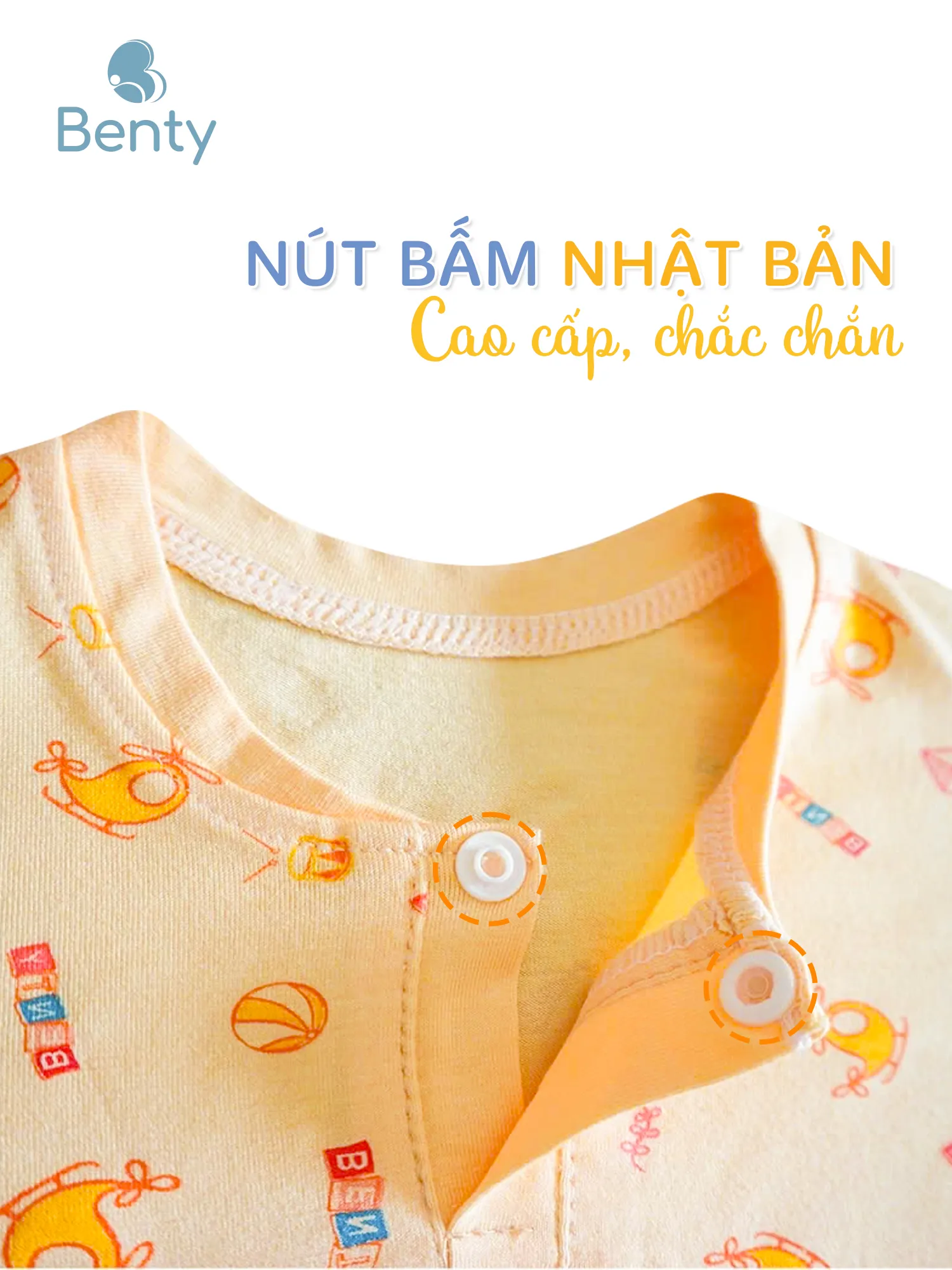 Bộ cộc tay cổ trụ họa tiết BENTY, sang trọng cho bé trai, bé gái