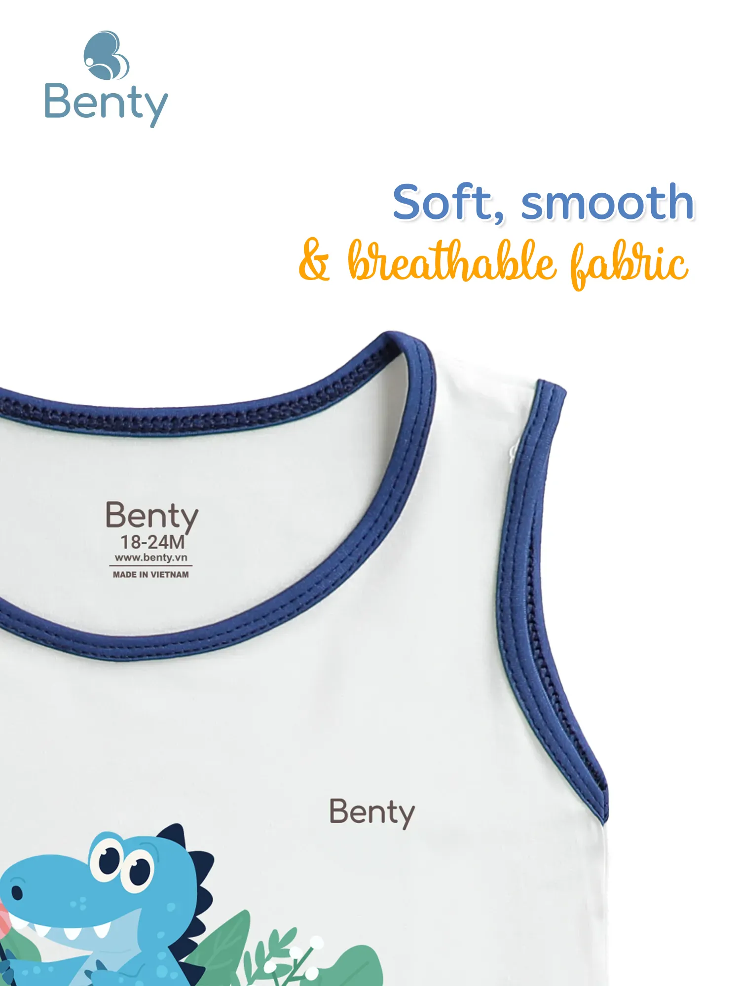 Benty BT099 printed dinosaur tank top set with trim comfortable to wear