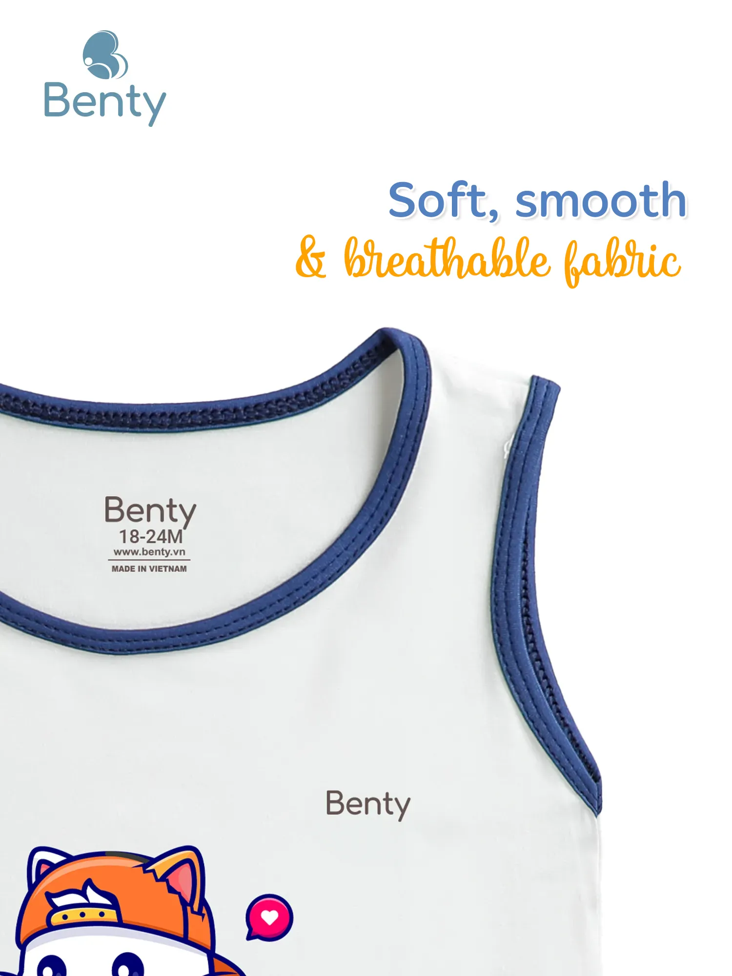 Benty BT102 printed CAT tank top set with trim for babies