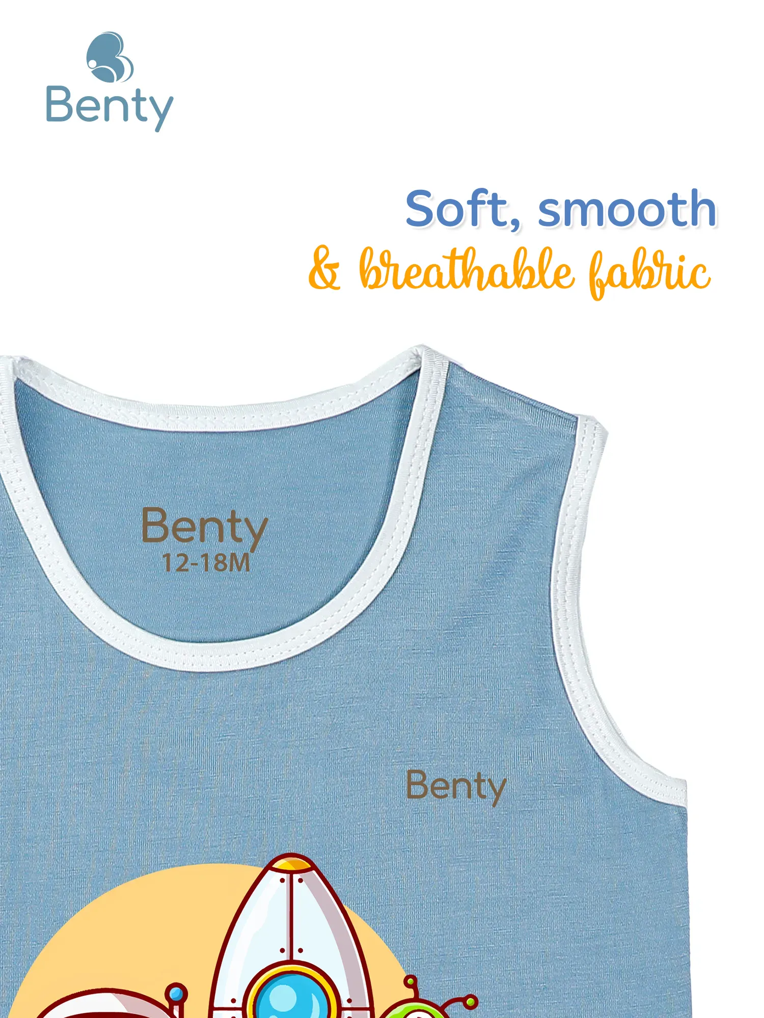 Benty BT070 tank top sport with a cheerful astronaut print for kids