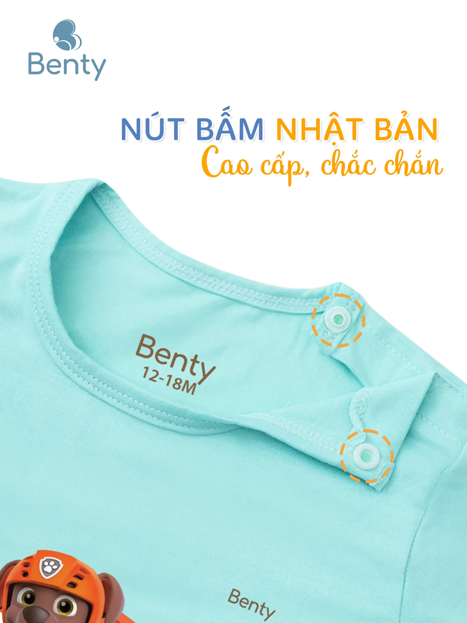Bộ cộc tay cài vai in Paw Patrol BENTY,set quần áo bé cao cấp