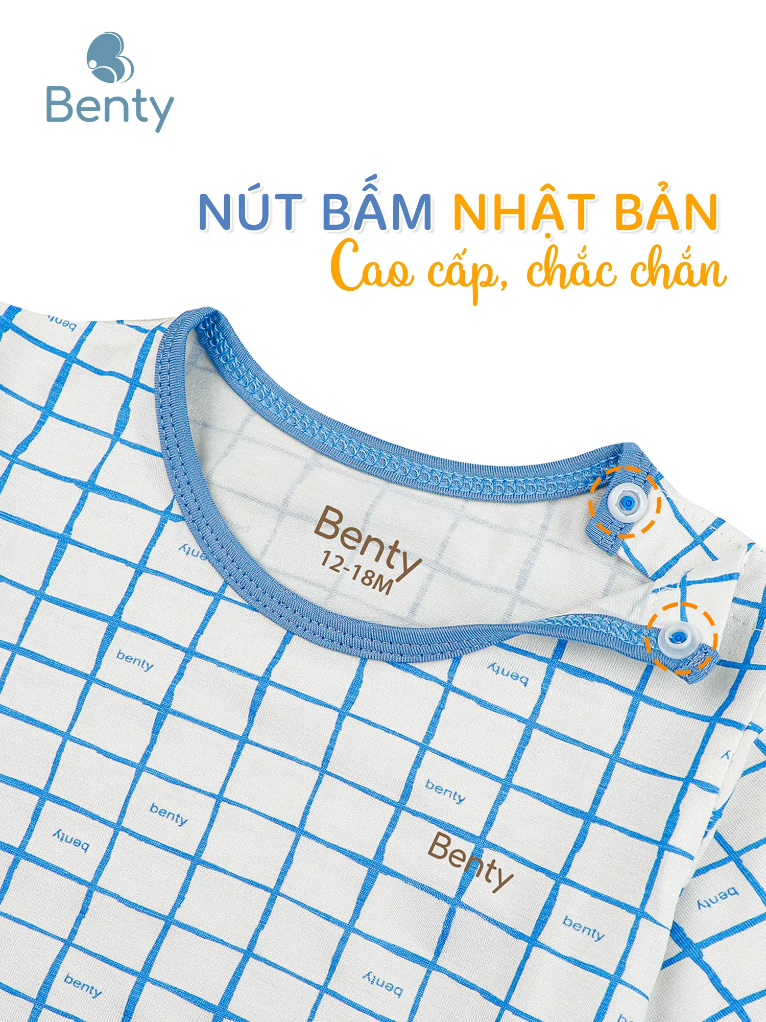 Bộ cộc tay cài vai phối caro BENTY dễ thương, thoáng mát