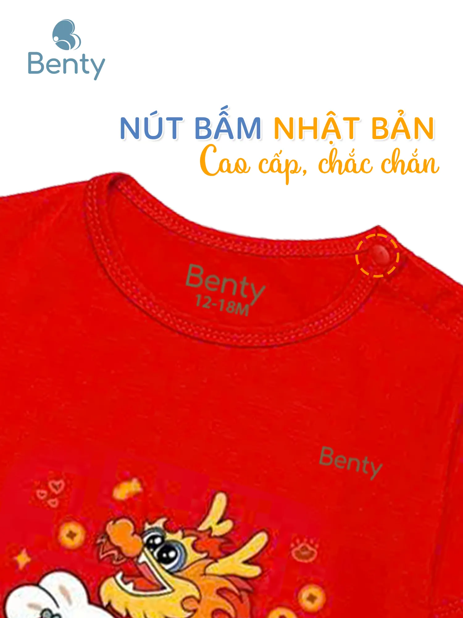 Bộ cộc tay cài vai BT067 in rồng BENTY,đồ bộ bé cao cấp