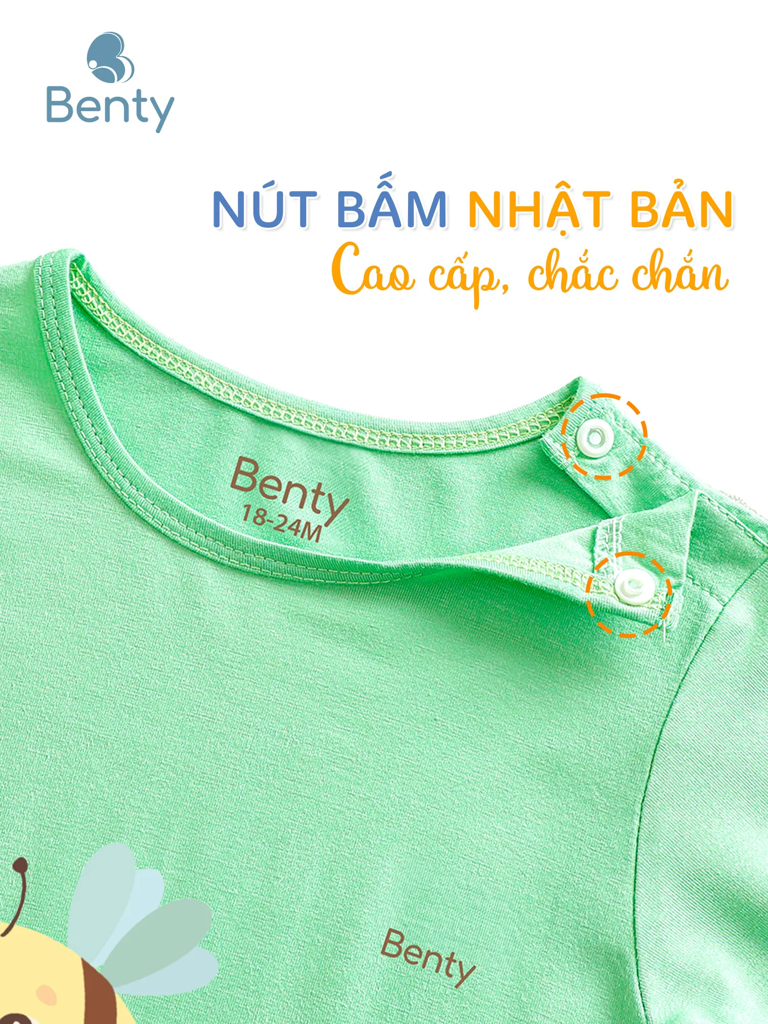 Áo lửng quần lửng BT036 BENTY thoáng khí an toàn cho da bé