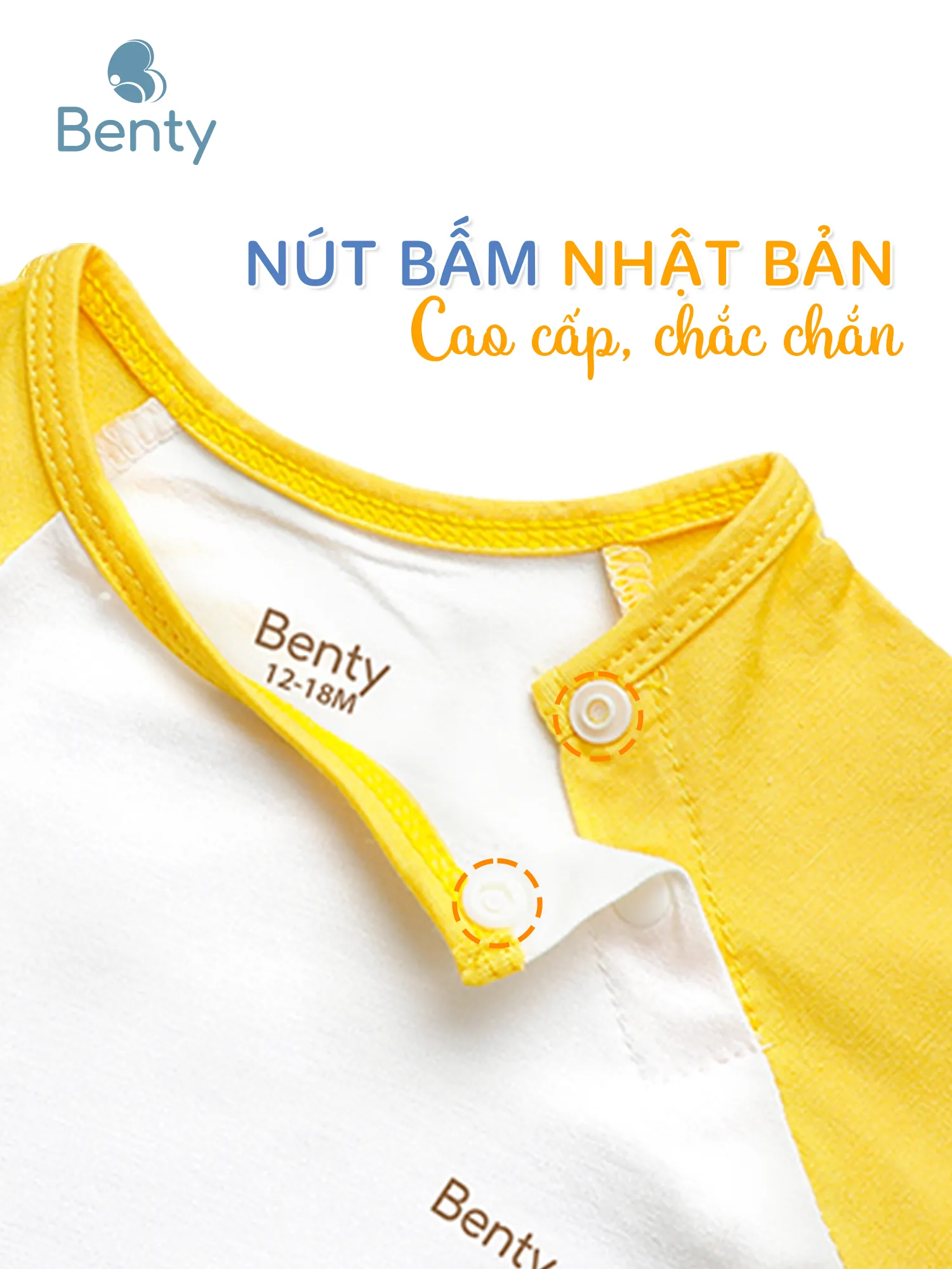 Bộ cộc tay cài chéo trơn nền trắng BENTY, basic cho bé