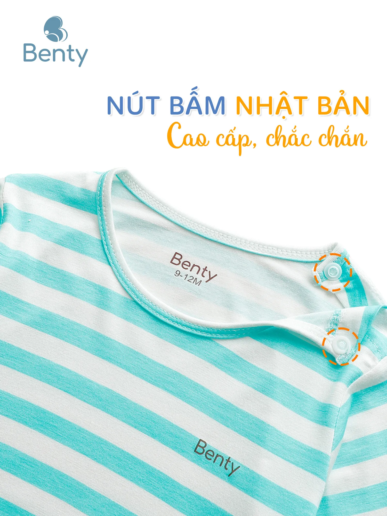 Dài cài vai sọc lớn BENTY chất vải an toàn cho làn da bé