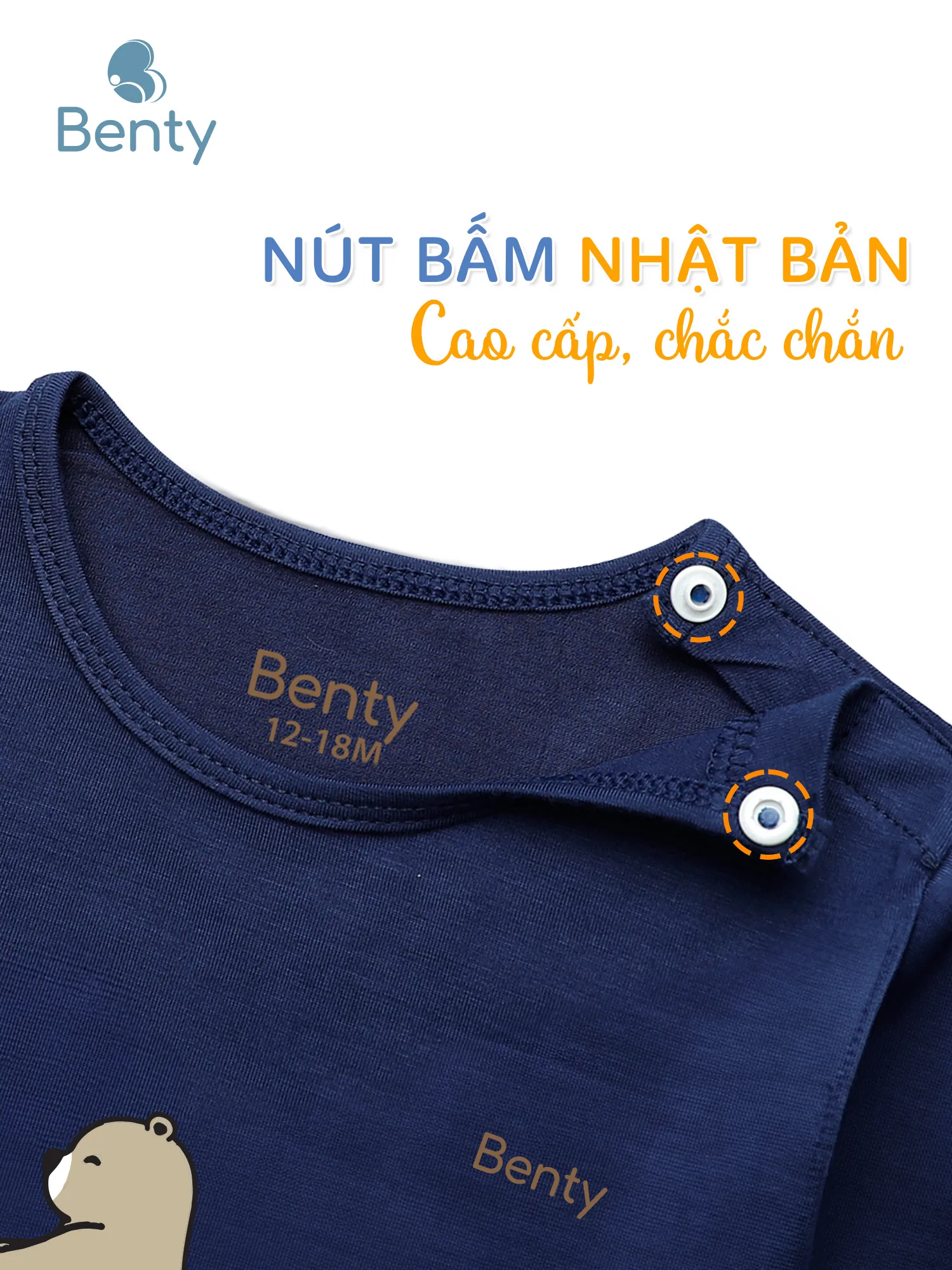 Dài tay cài vai BT001 BENTY đồ bộ chính hãng an toàn cho bé