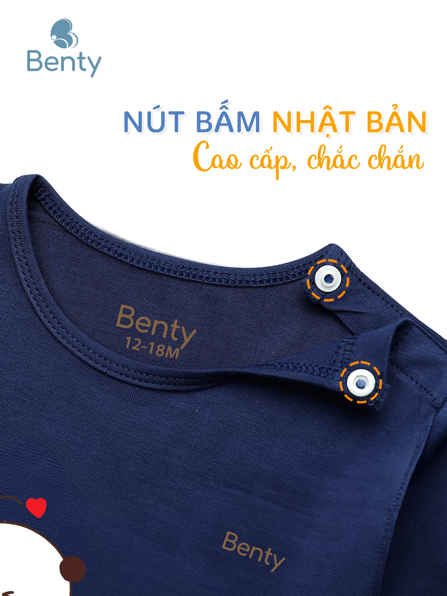 Dài tay cài vai BT008 BENTY dễ thương mềm mịn mát cho bé