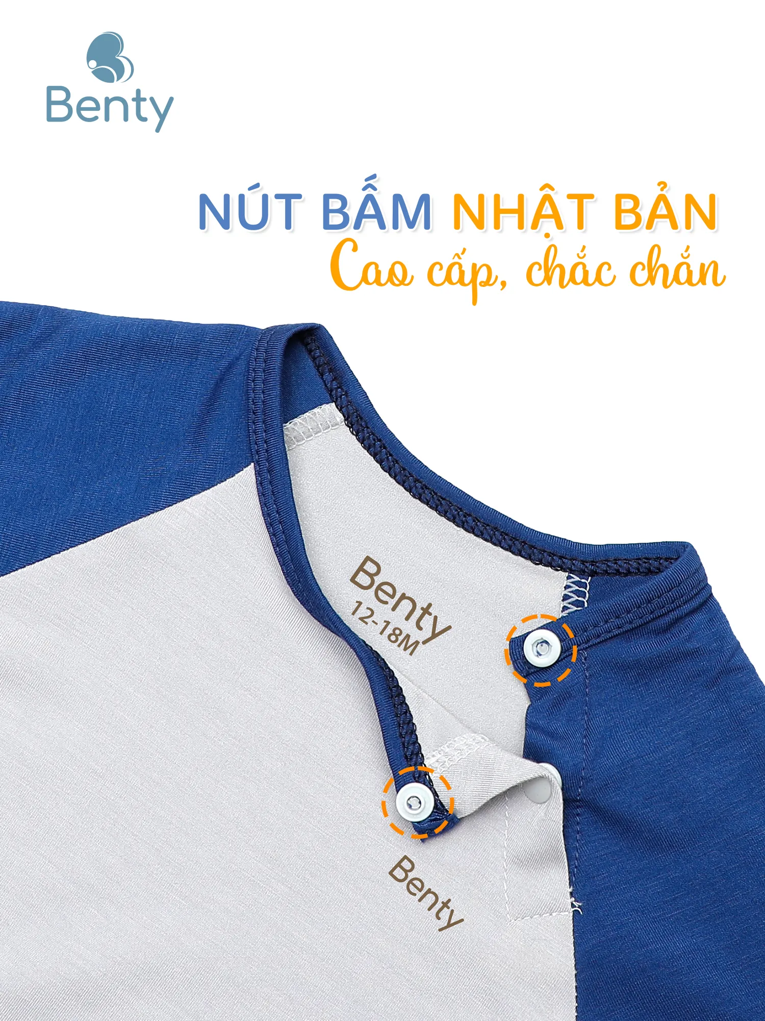 Bộ cộc tay cài chéo trơn nền xám BENTY, basic cho bé