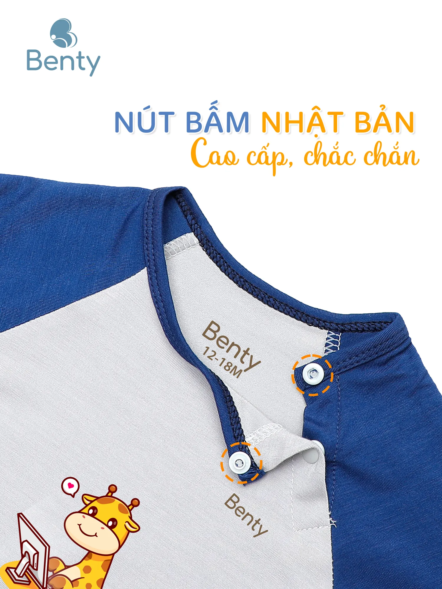 Bộ cộc tay cài chéo nền xám in BT086 BENTY,chất liệu cao cấp