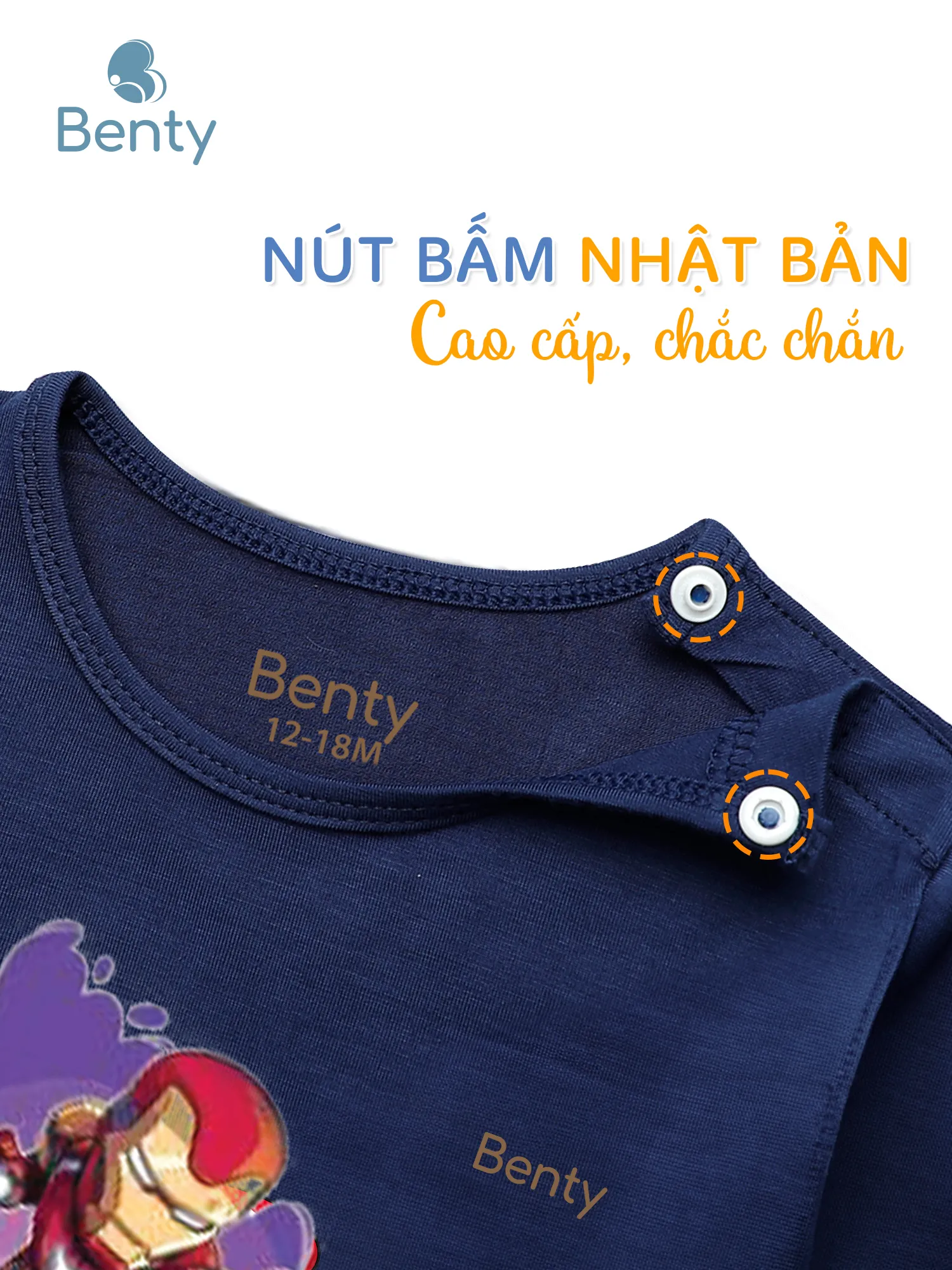 Dài tay cài vai BT050 BENTY mềm mịn mát chính hãng cho bé