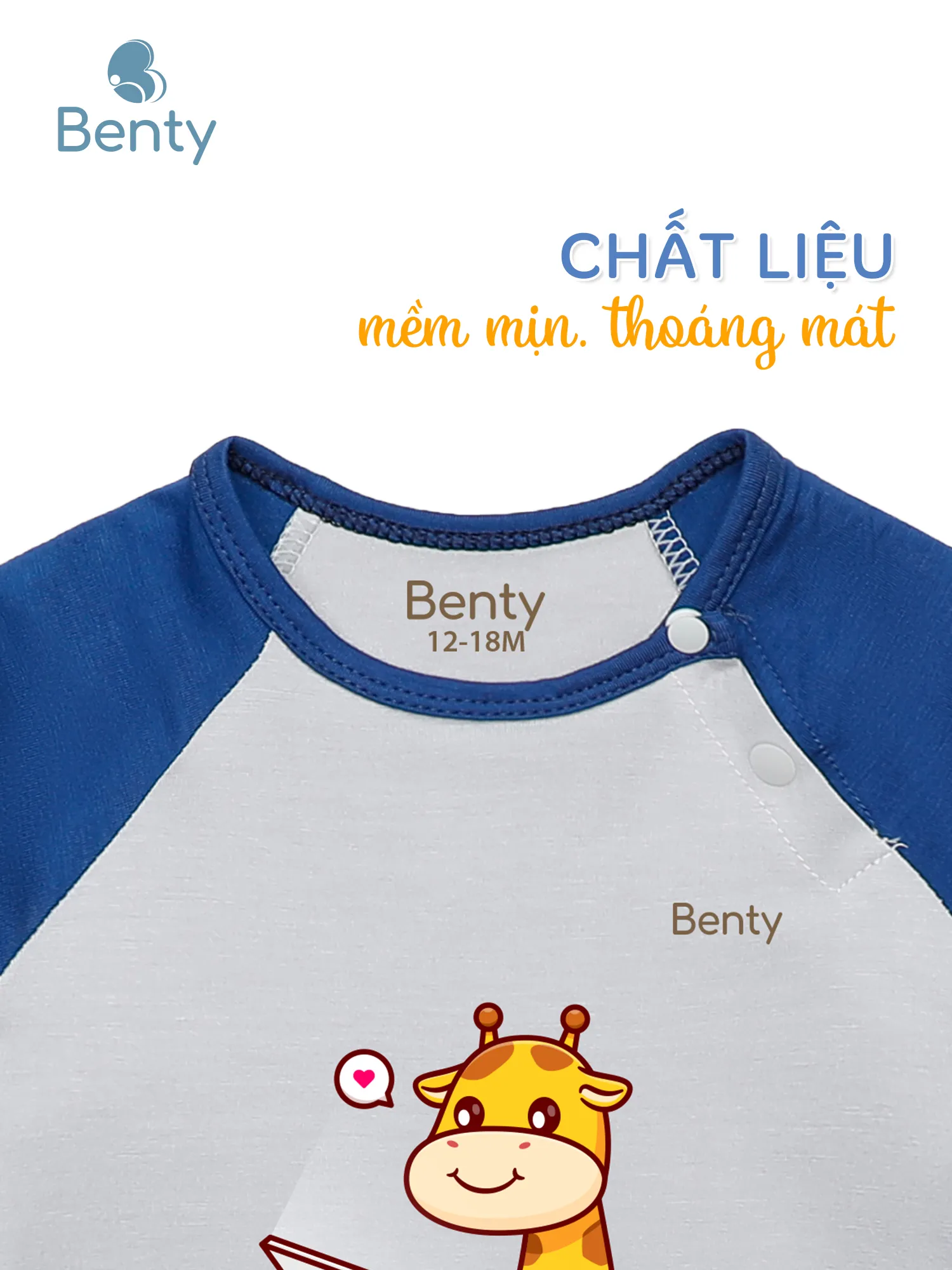Bộ cộc tay cài chéo nền xám in BT086 BENTY,chất liệu cao cấp