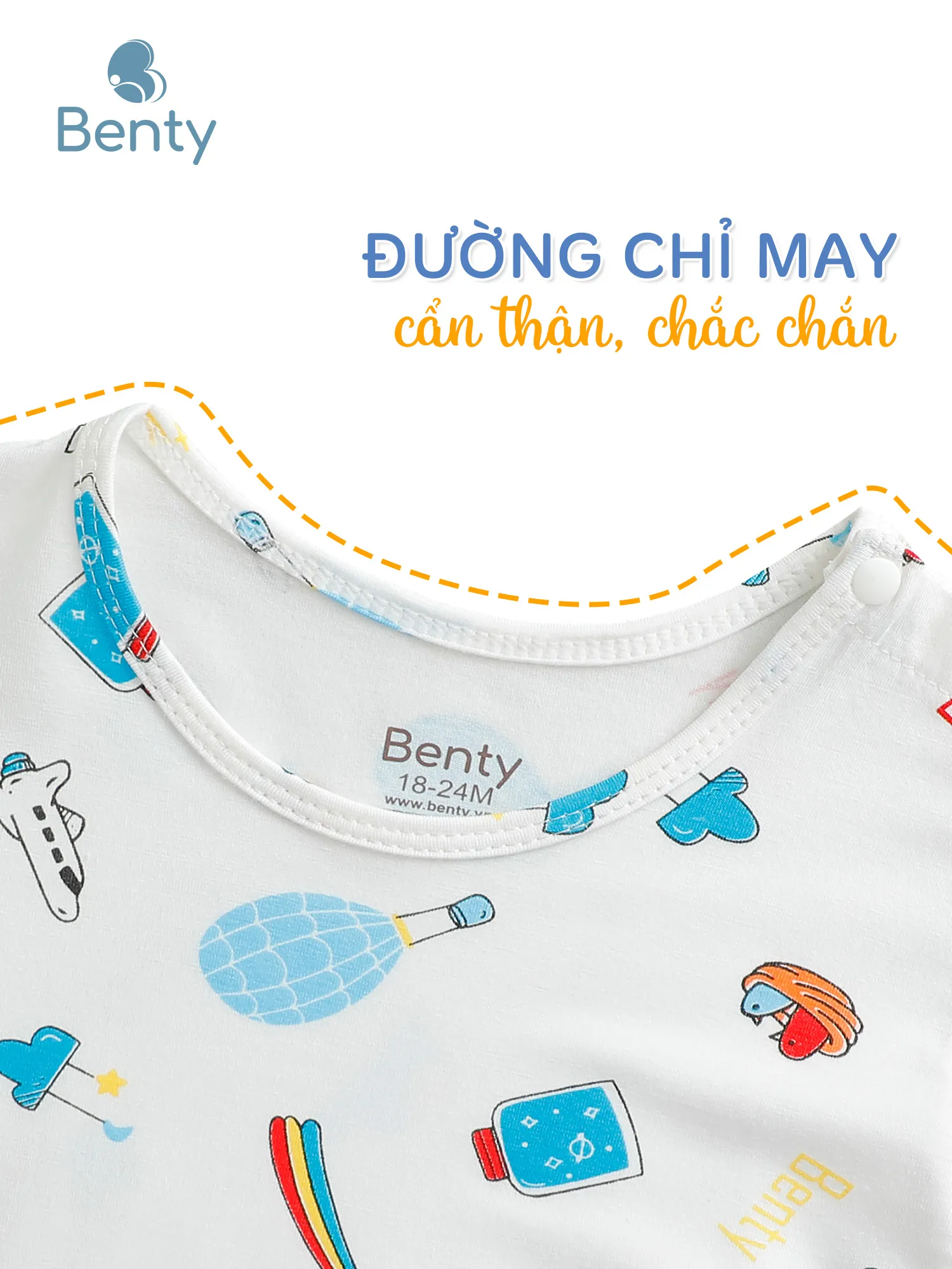 Dài tay cài vai full họa tiết BENTY đồ bộ trẻ em đi chơi