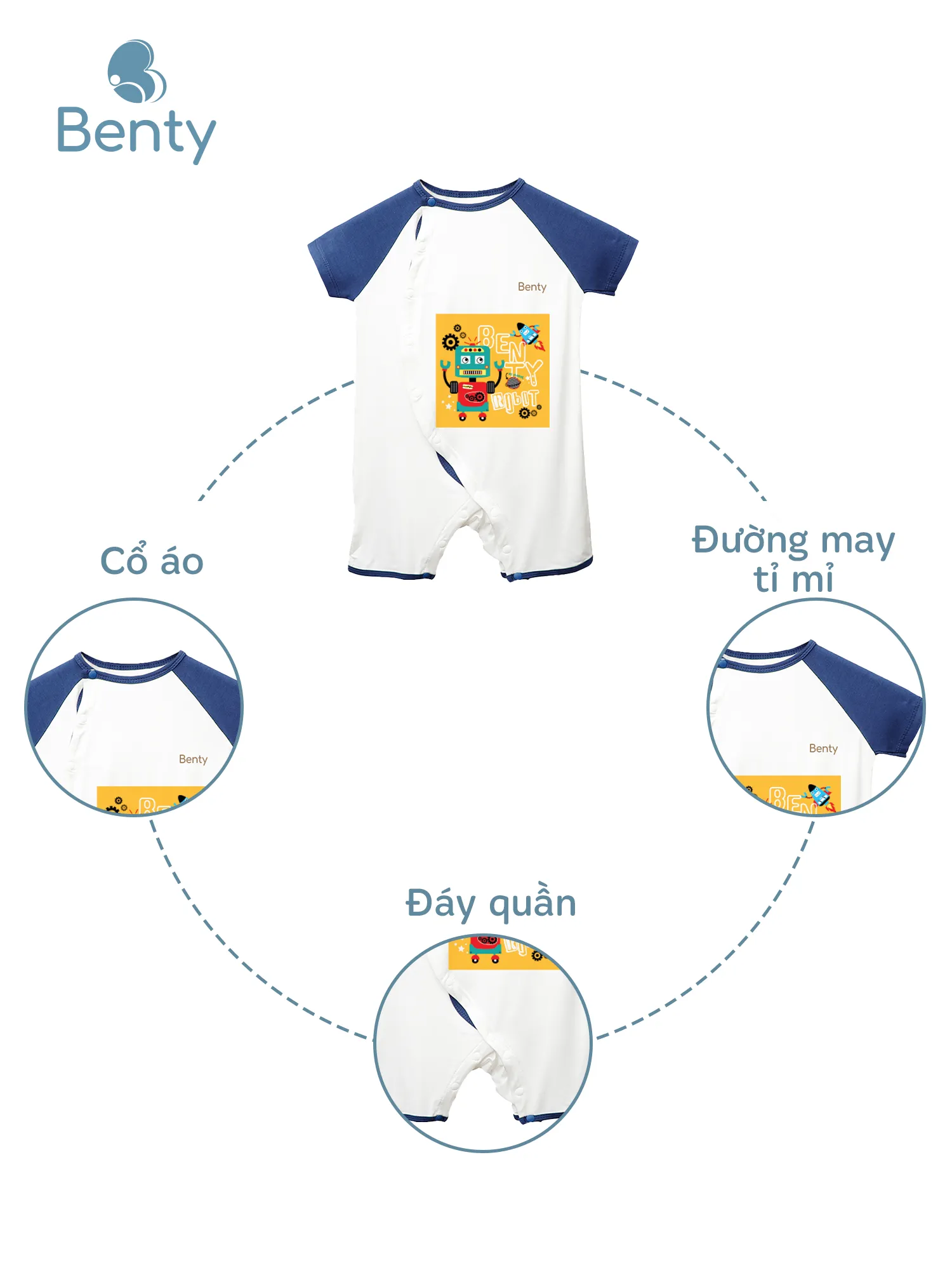 Body cộc cài lệch BT046 in hình robot BENTY, chất vải By Rayon
