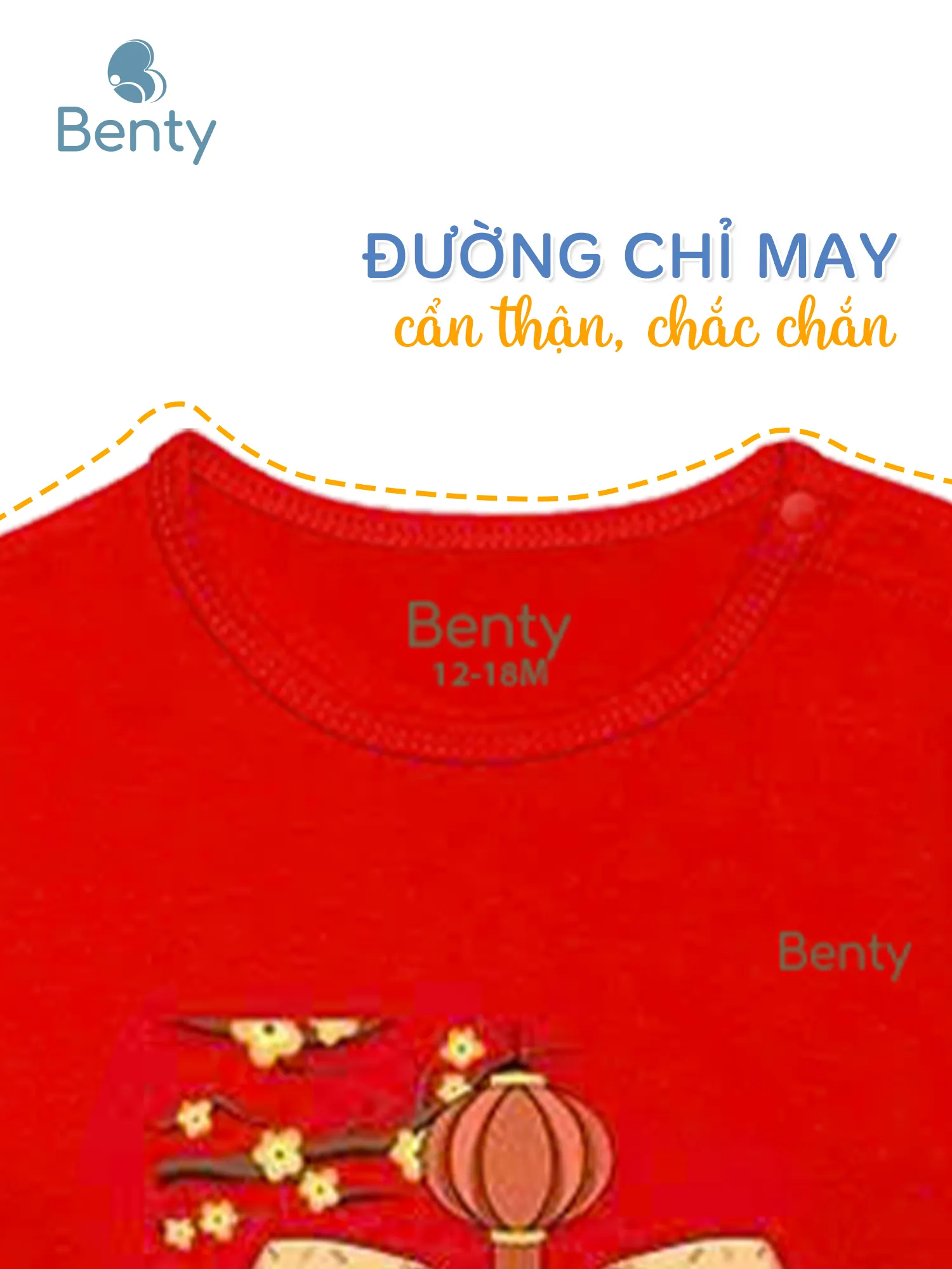Dài tay cài vai BT066 Tết BENTY chất mềm mịn mát cho bé