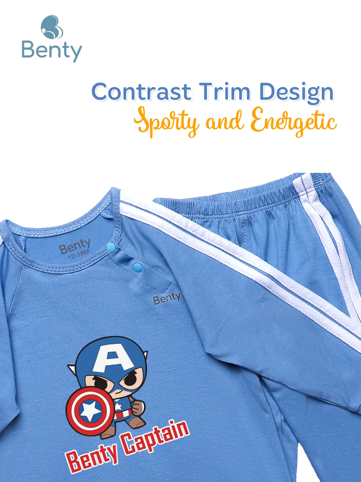 BENTY BT097 Baby Long-Sleeve Cross-Snap Sports Set