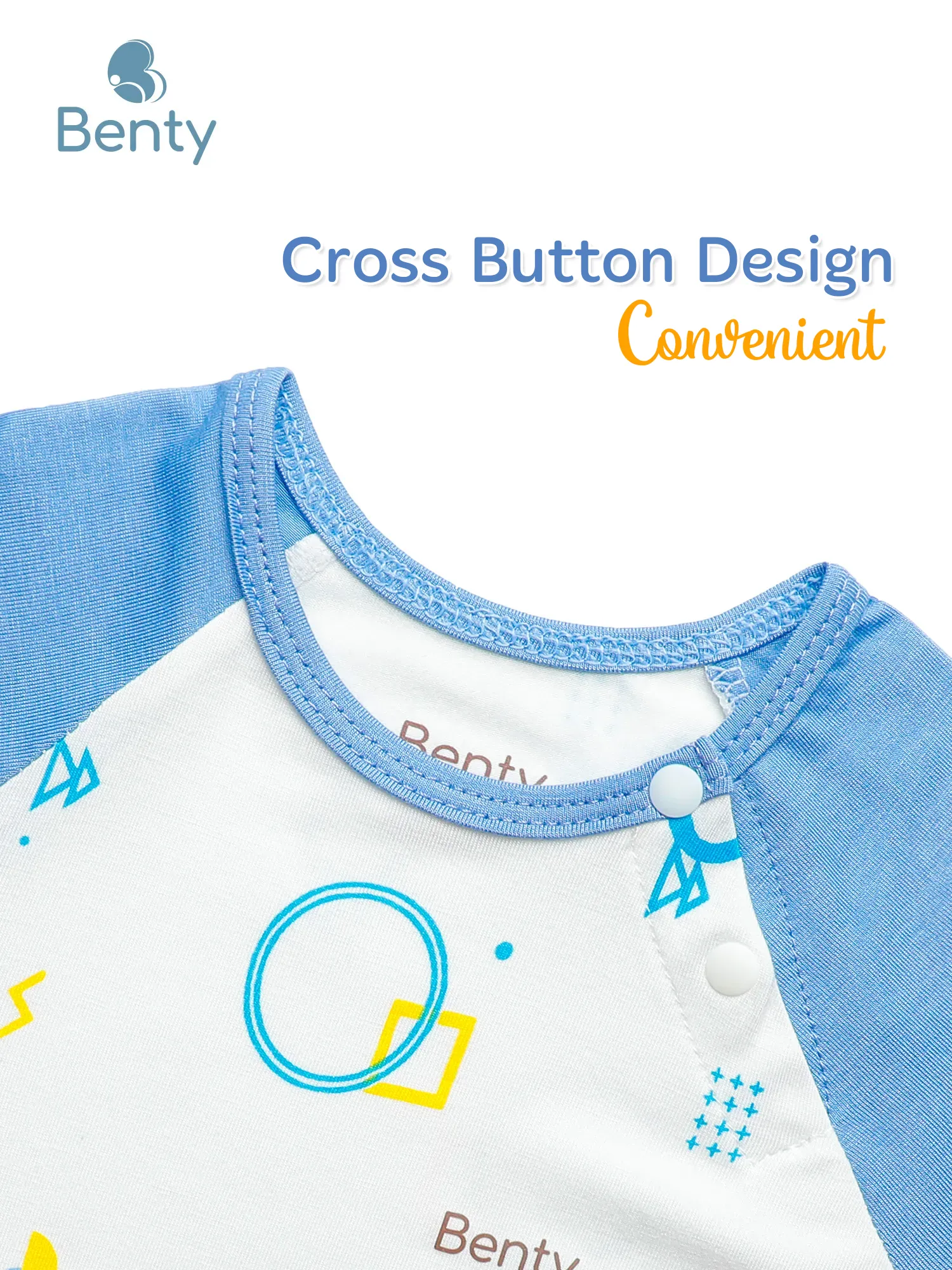 BENTY short sleeve top and long pants cross button set with prints