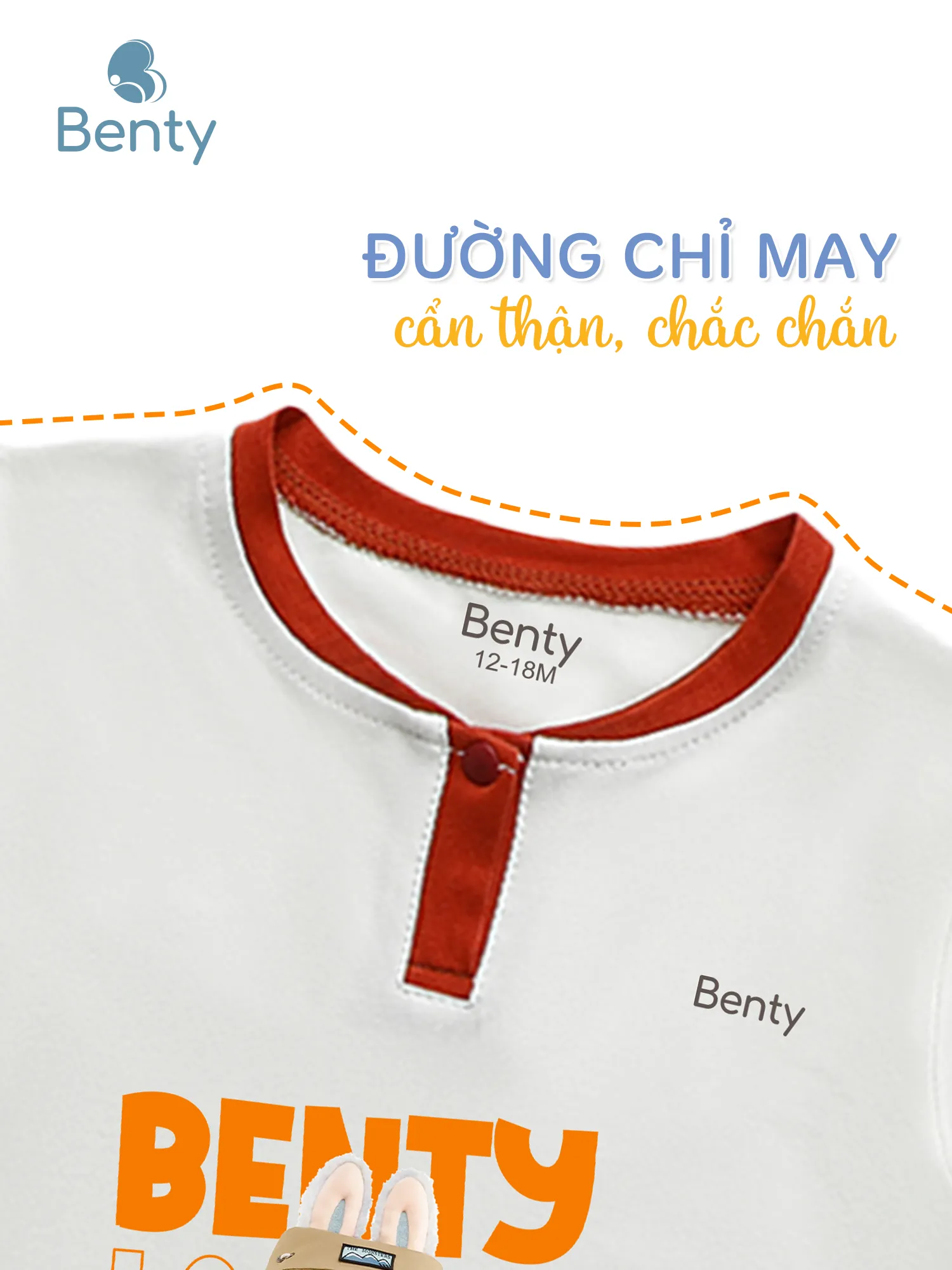 Bộ cộc tay cổ trụ BENTY in BT110, bộ quần áo cho bé mặc điều hòa