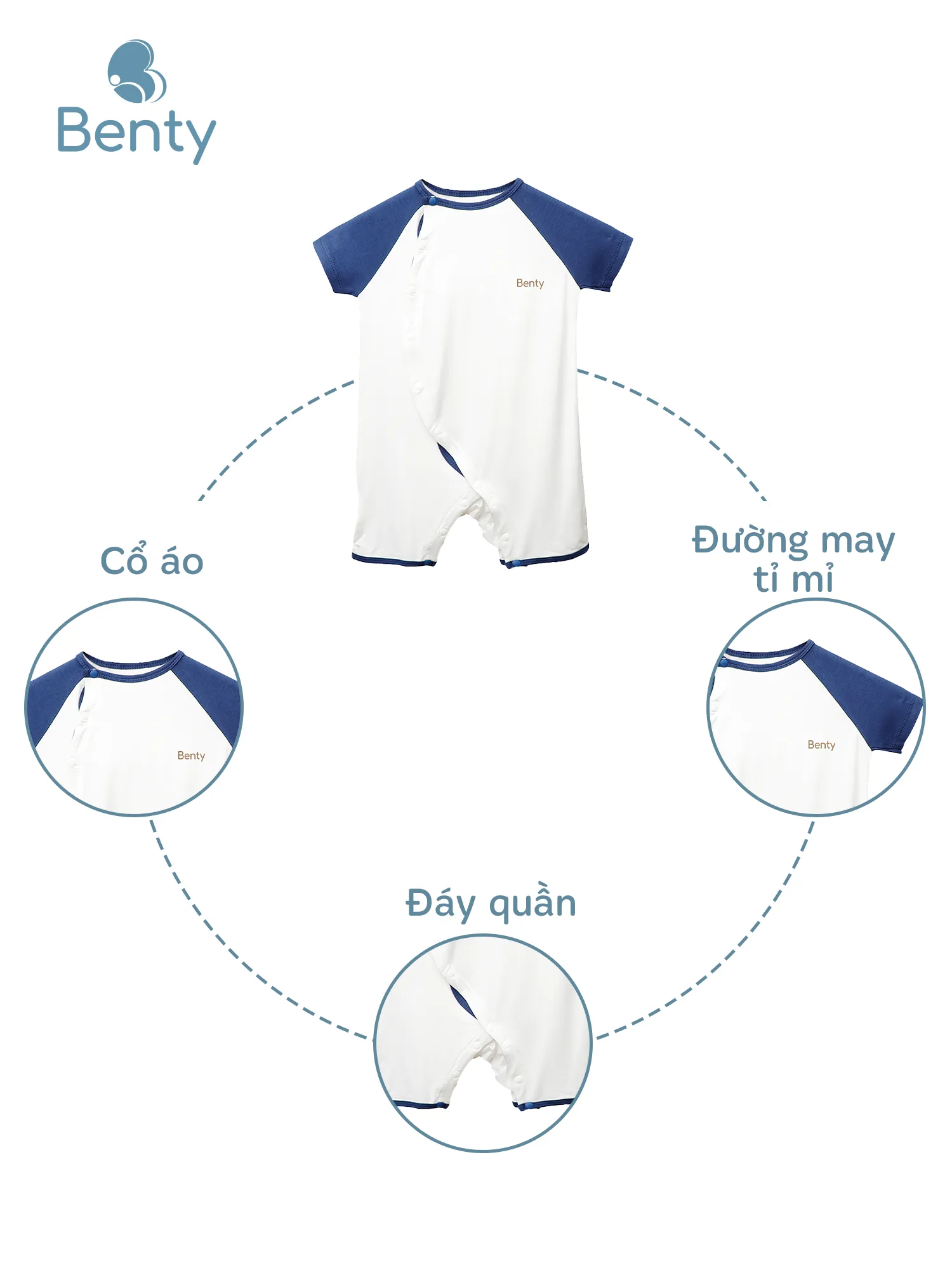 Body cộc cài lệch BENTY trơn basic, bodysuit cao cấp cho bé