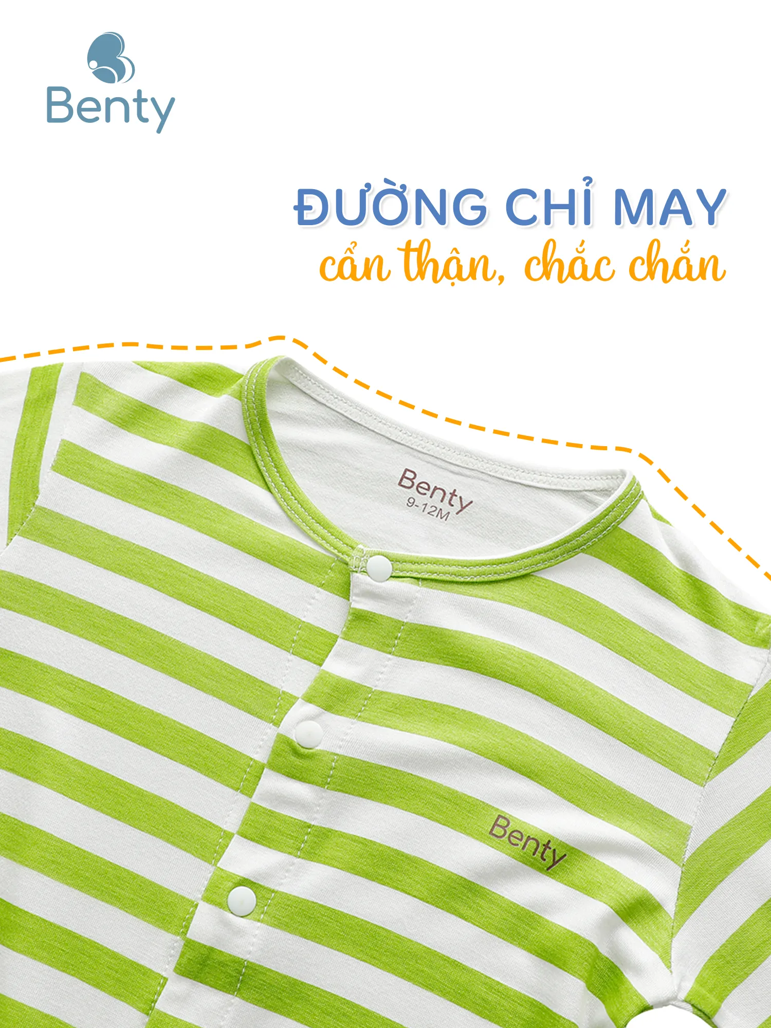 Body dài tay họa tiết sọc ngang BENTY thoáng mát cho bé sơ sinh