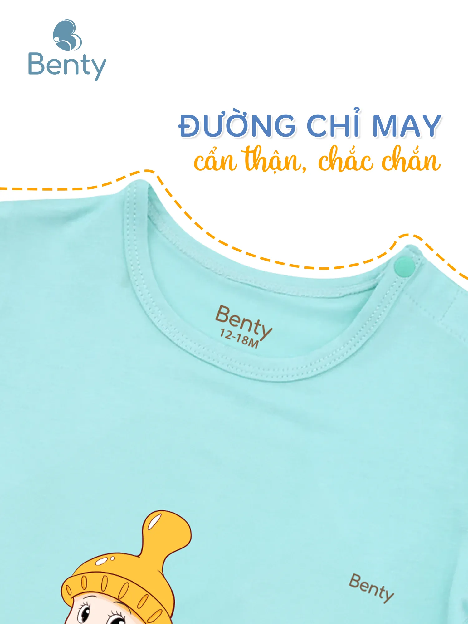 Bộ cộc tay cài vai in baby BT006 BENTY,cho bé mặc điều hòa