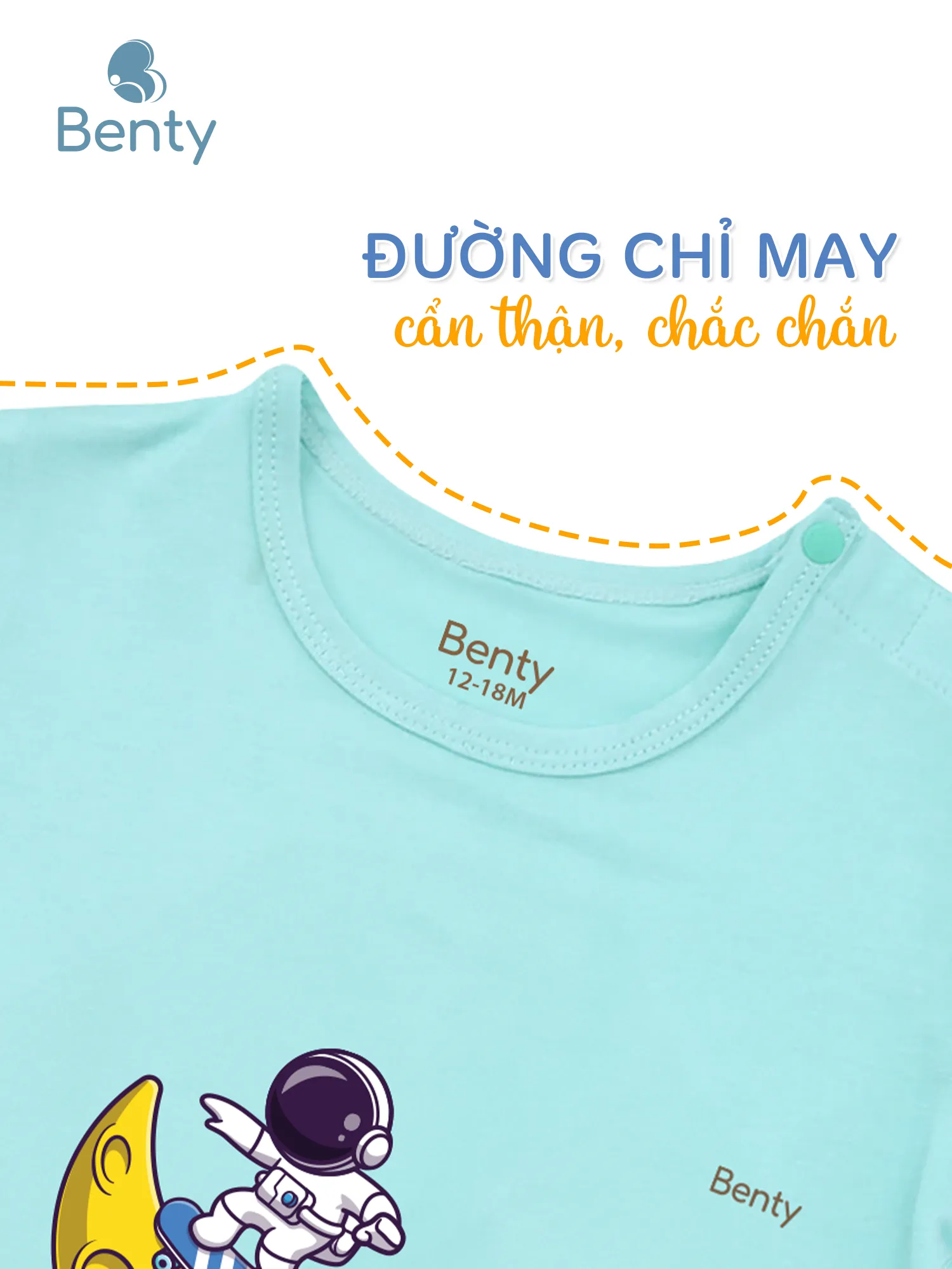Bộ cộc tay cài vai BENTY in BT004 vũ trụ, mịn mát cho bé yêu