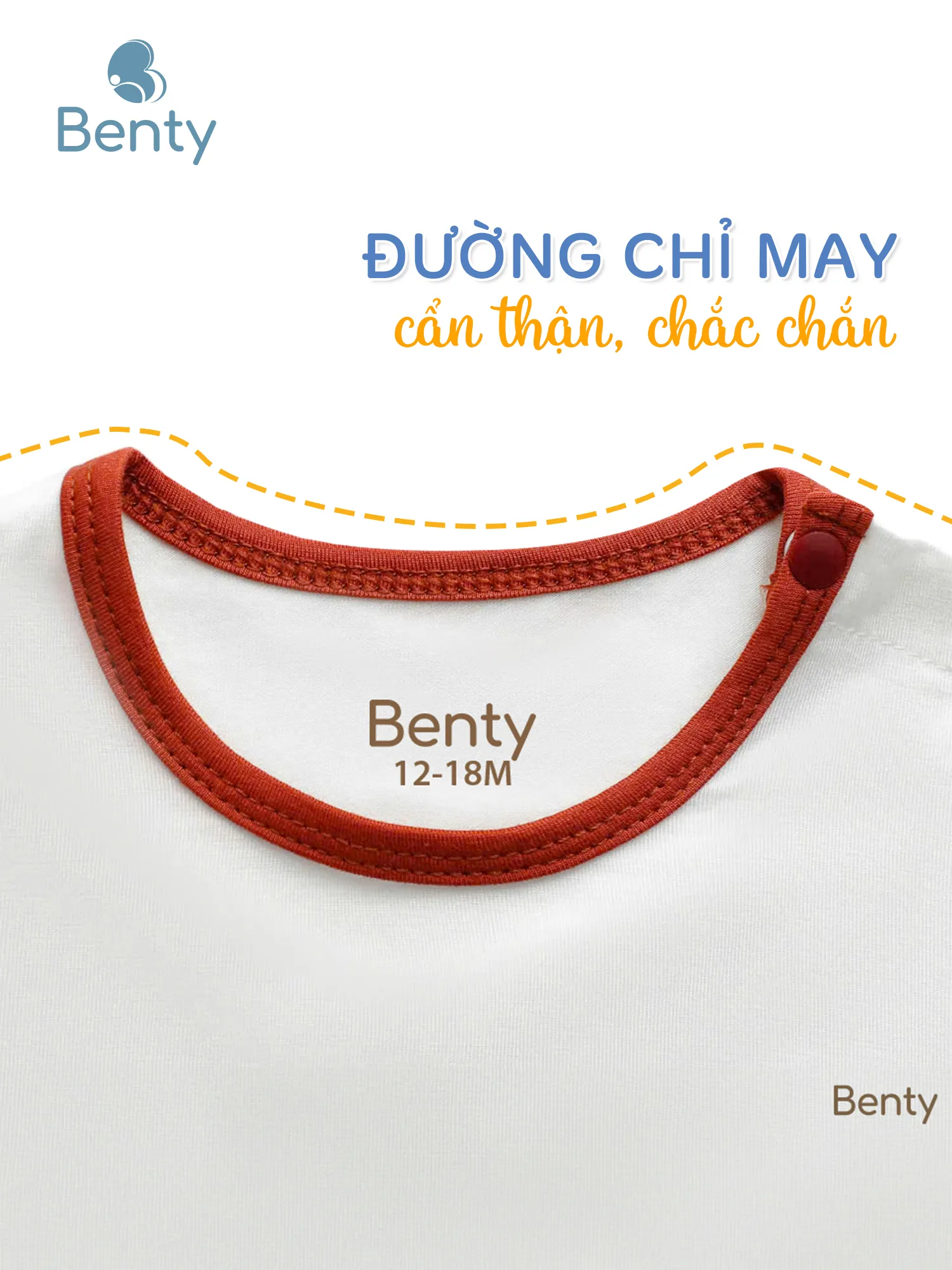 Bộ cộc tay cài vai phối viền BENTY trơn basic, bé dễ mặc