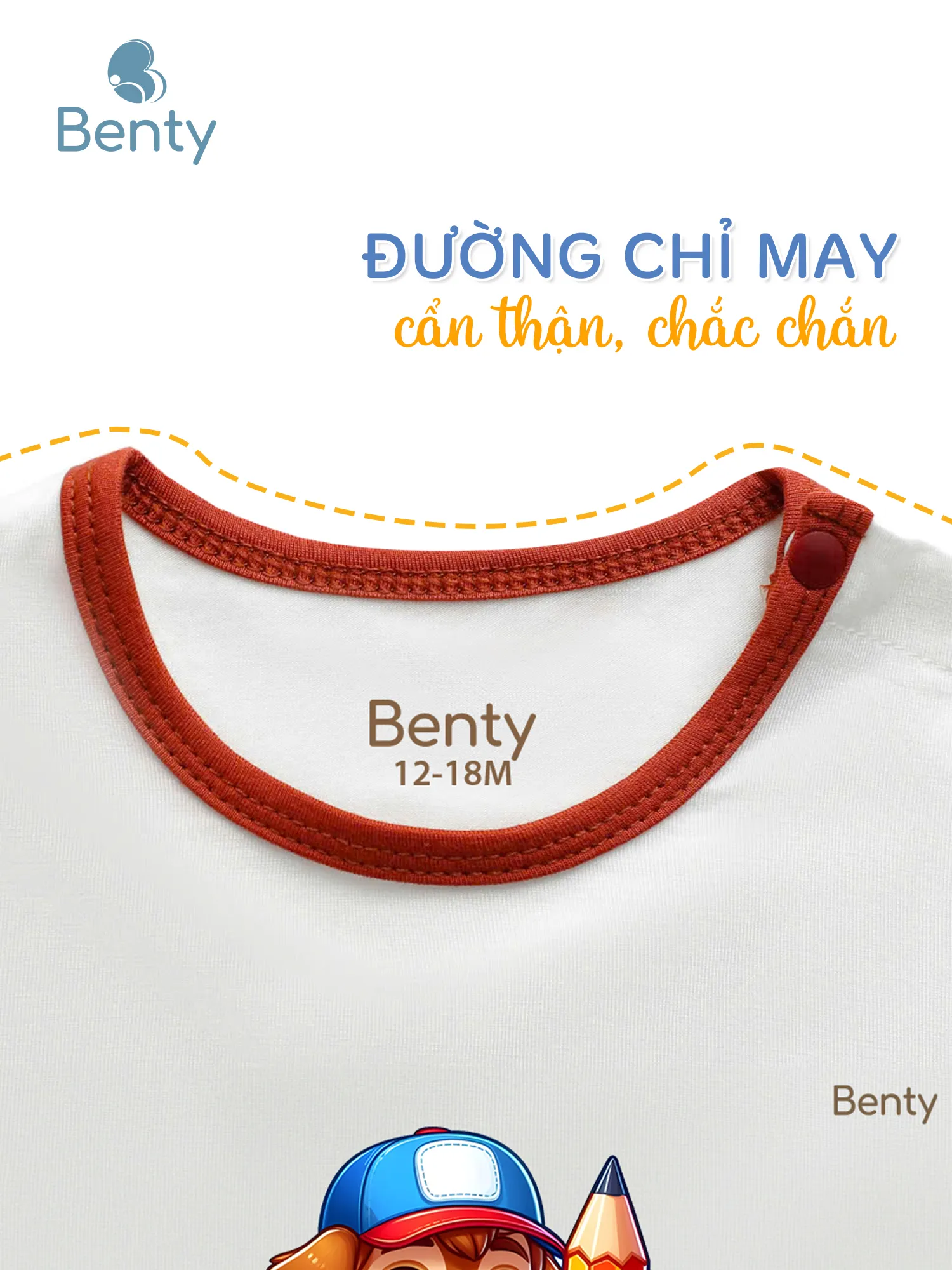 Bộ cộc tay cài vai viền in Paw BT112 BENTY, đồ trẻ em cao cấp