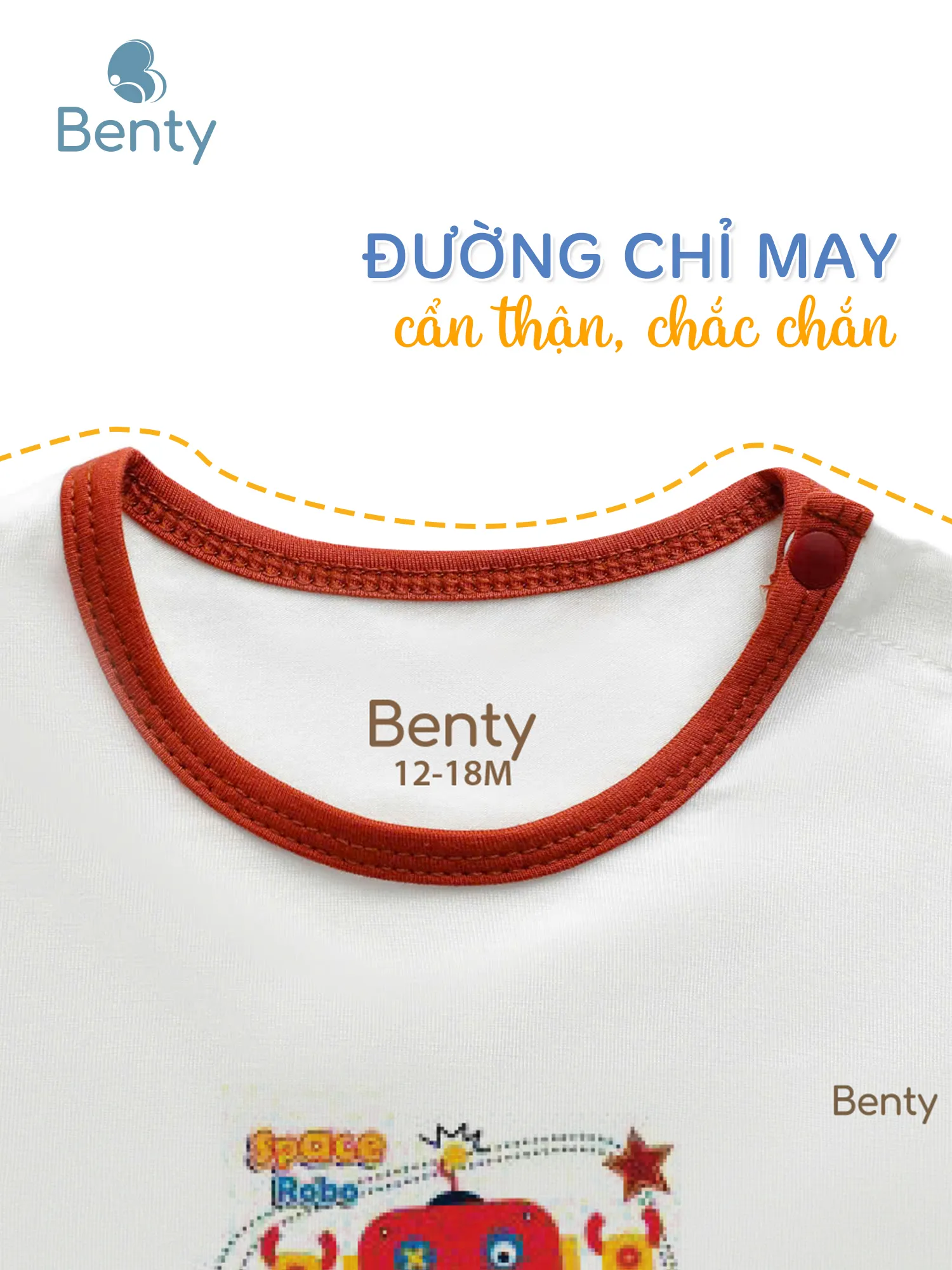 Bộ cộc tay cài vai viền in Robot BT048 BENTY, bộ đồ cho bé