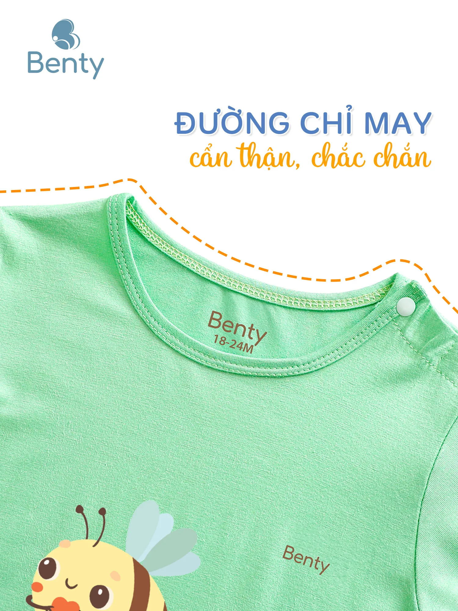 Áo lửng quần lửng BT036 BENTY thoáng khí an toàn cho da bé