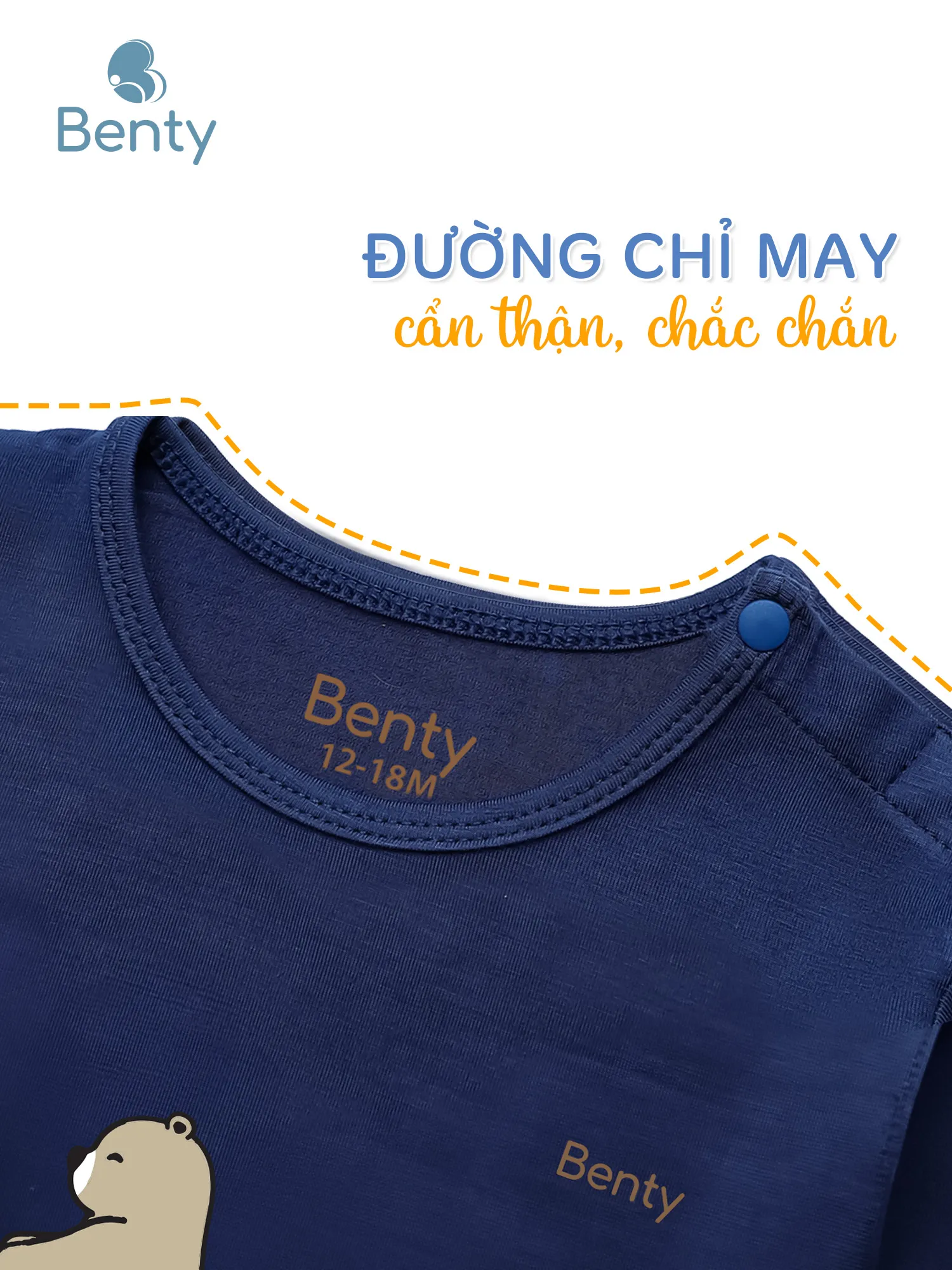 Dài tay cài vai BT001 BENTY đồ bộ chính hãng an toàn cho bé