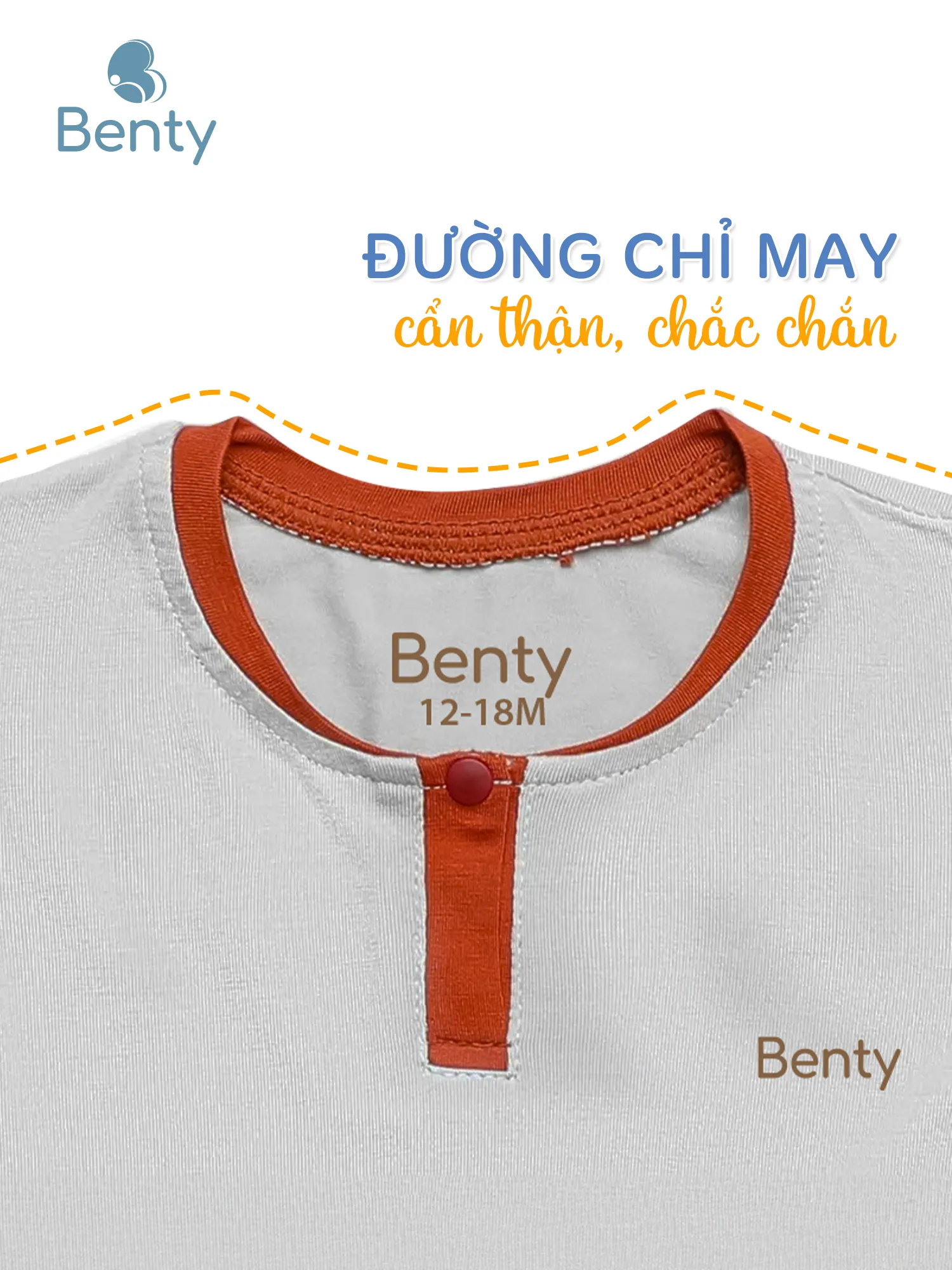 Dài tay cổ trụ phối xám trơn BENTY đồ bộ trẻ em an toàn
