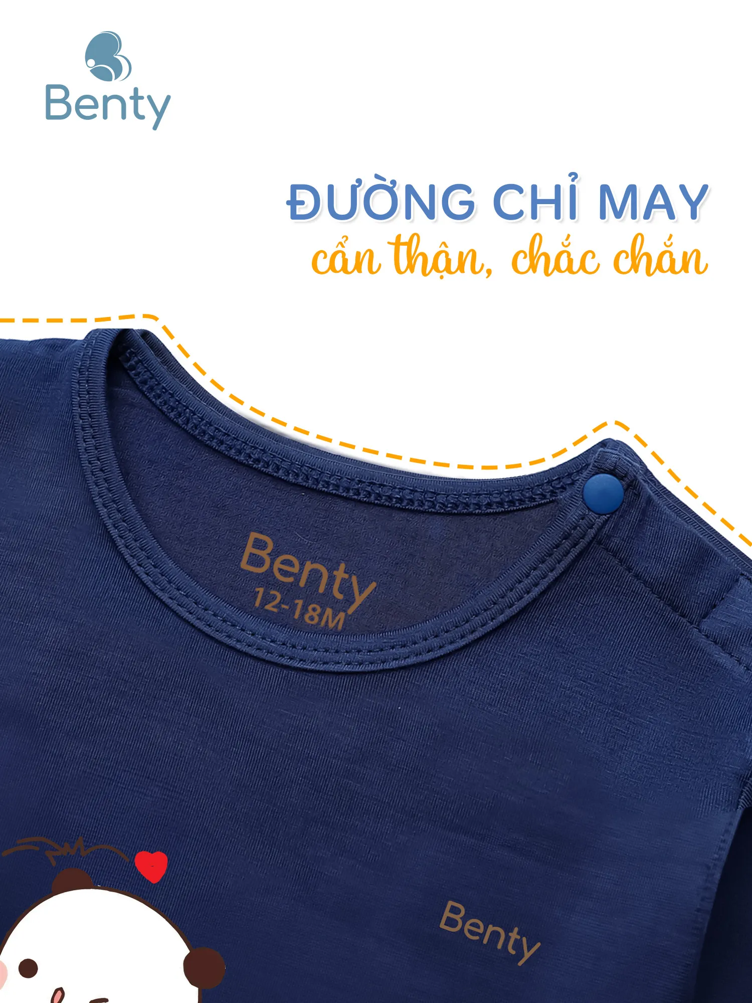 Dài tay cài vai BT008 BENTY dễ thương mềm mịn mát cho bé