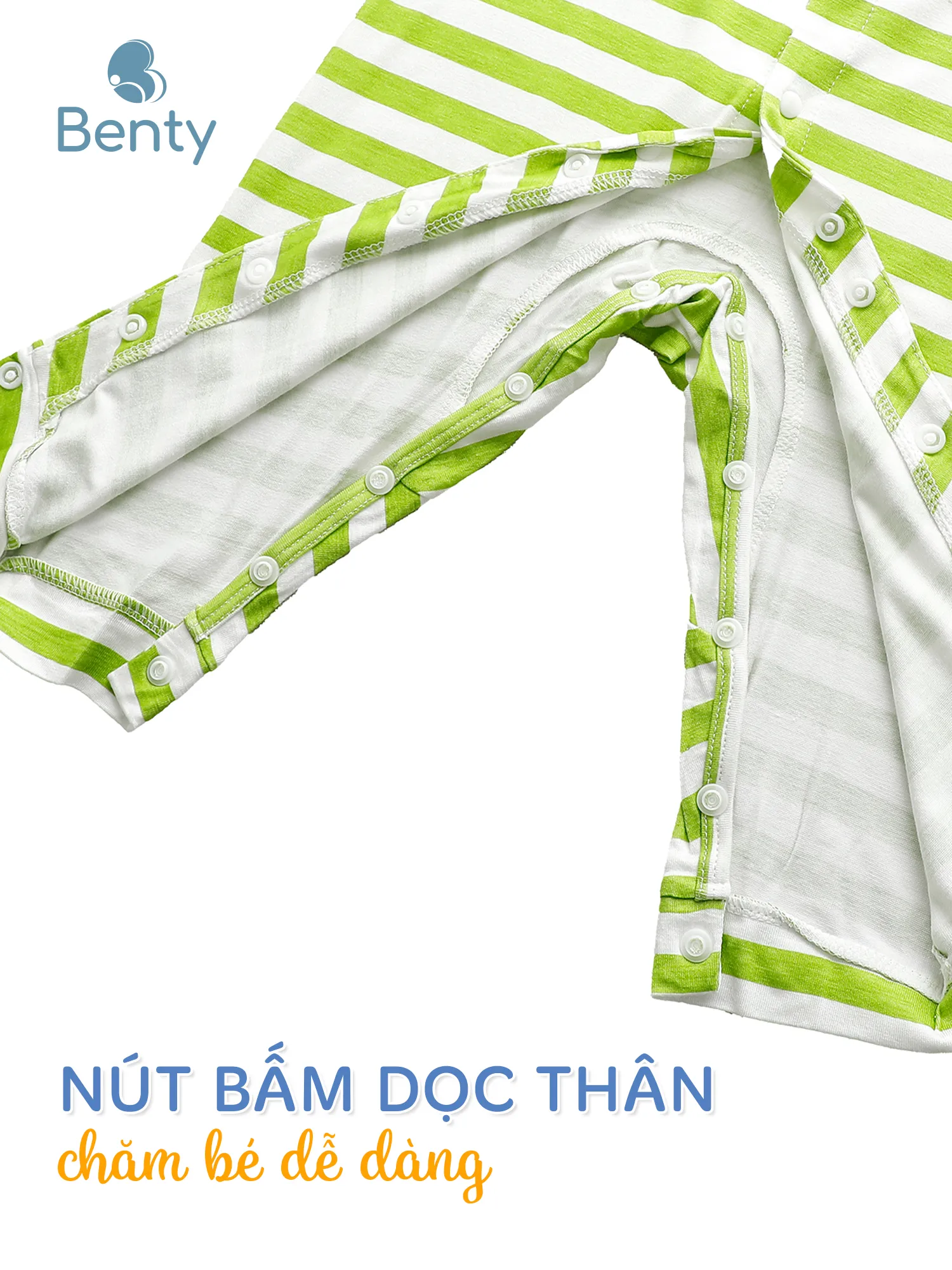 Body dài tay họa tiết sọc ngang BENTY thoáng mát cho bé sơ sinh