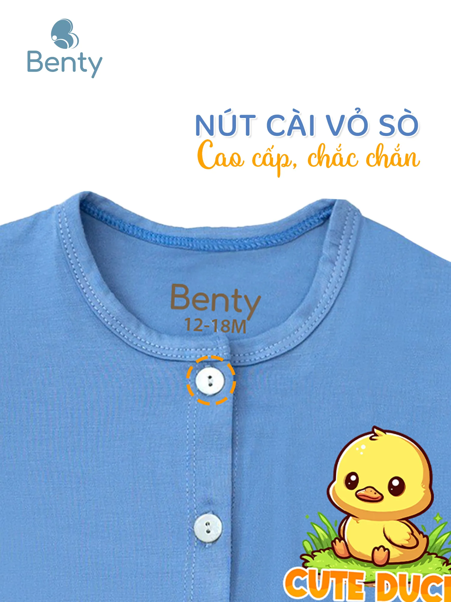 Bộ cộc tay cài thẳng in vịt BT109 BENTY,đồ bộ bé mặc nhà