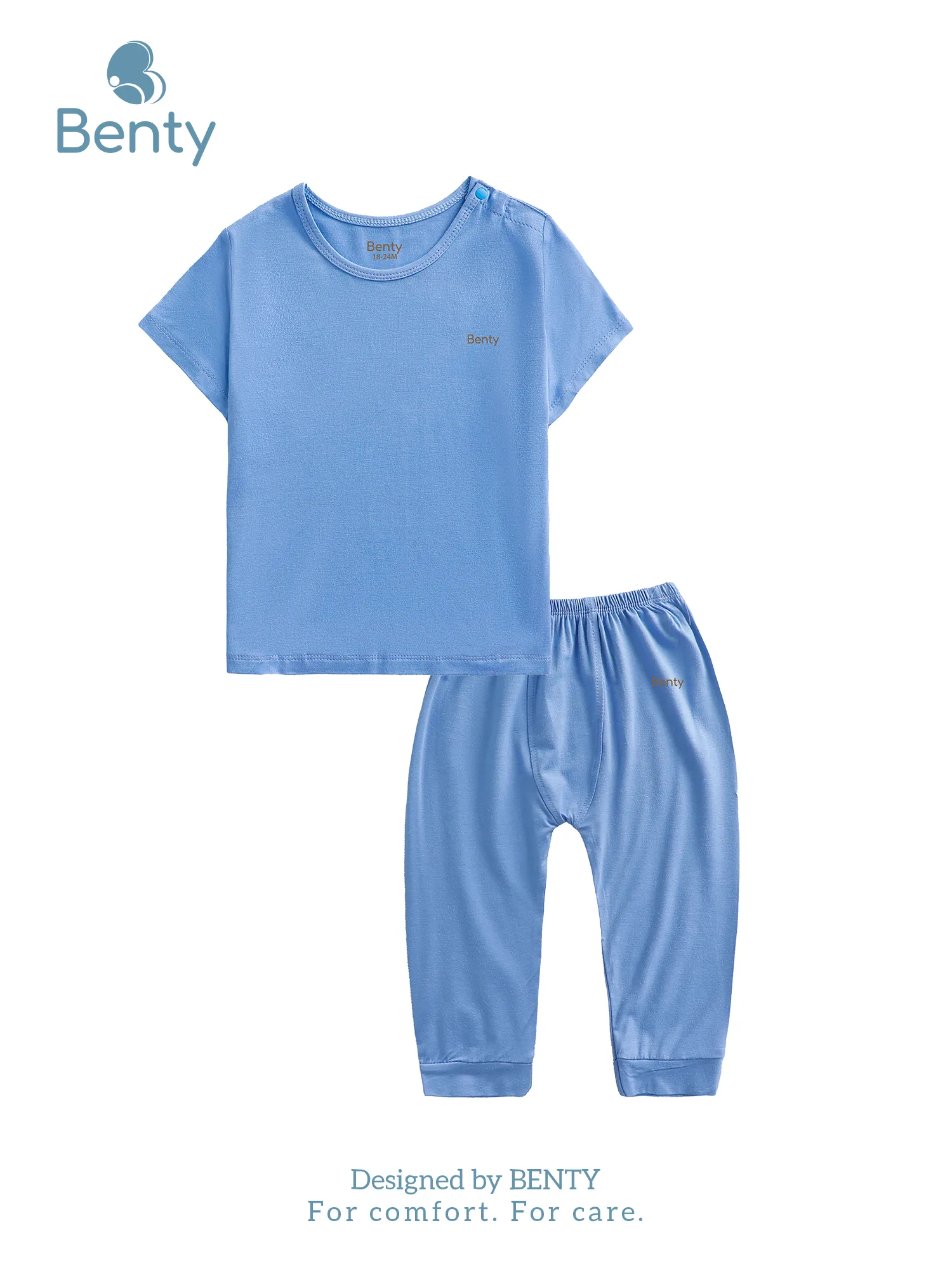 Bộ áo cộc quần dài BENTY trơn basic, cài vai tiện lợi