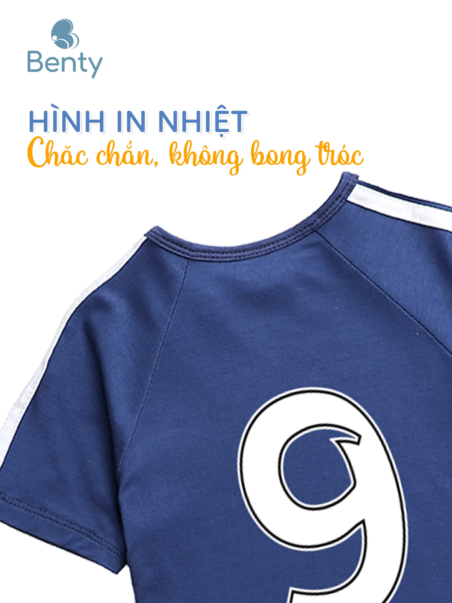 Bộ cộc cài chéo thể thao in số 9 BENTY màu trắng, đồ bộ mát