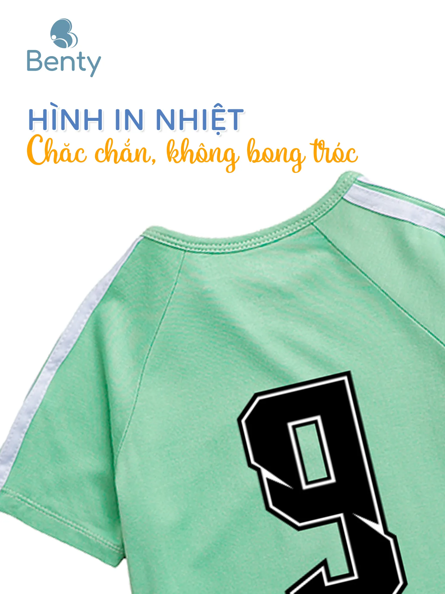 Bộ cộc cài chéo thể thao in số 9 BENTY màu đen, chất mềm mịn