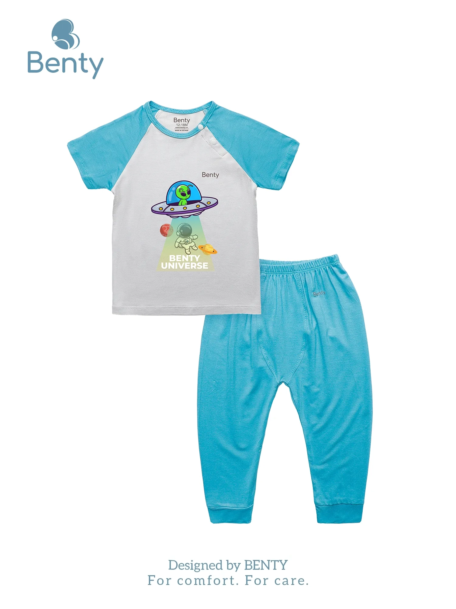 BENTY BT090 short sleeve top and long pants set cross button