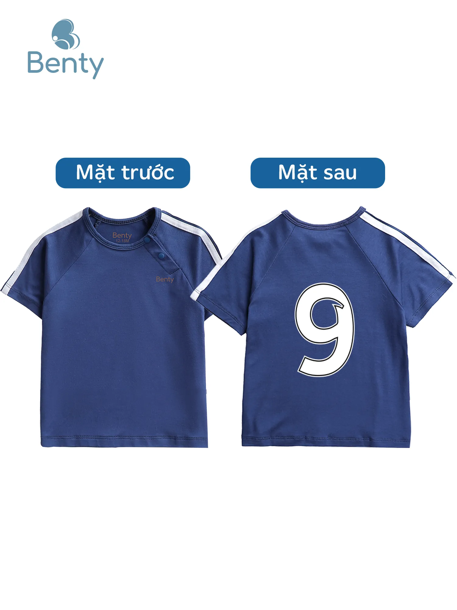 Bộ cộc cài chéo thể thao in số 9 BENTY màu trắng, đồ bộ mát