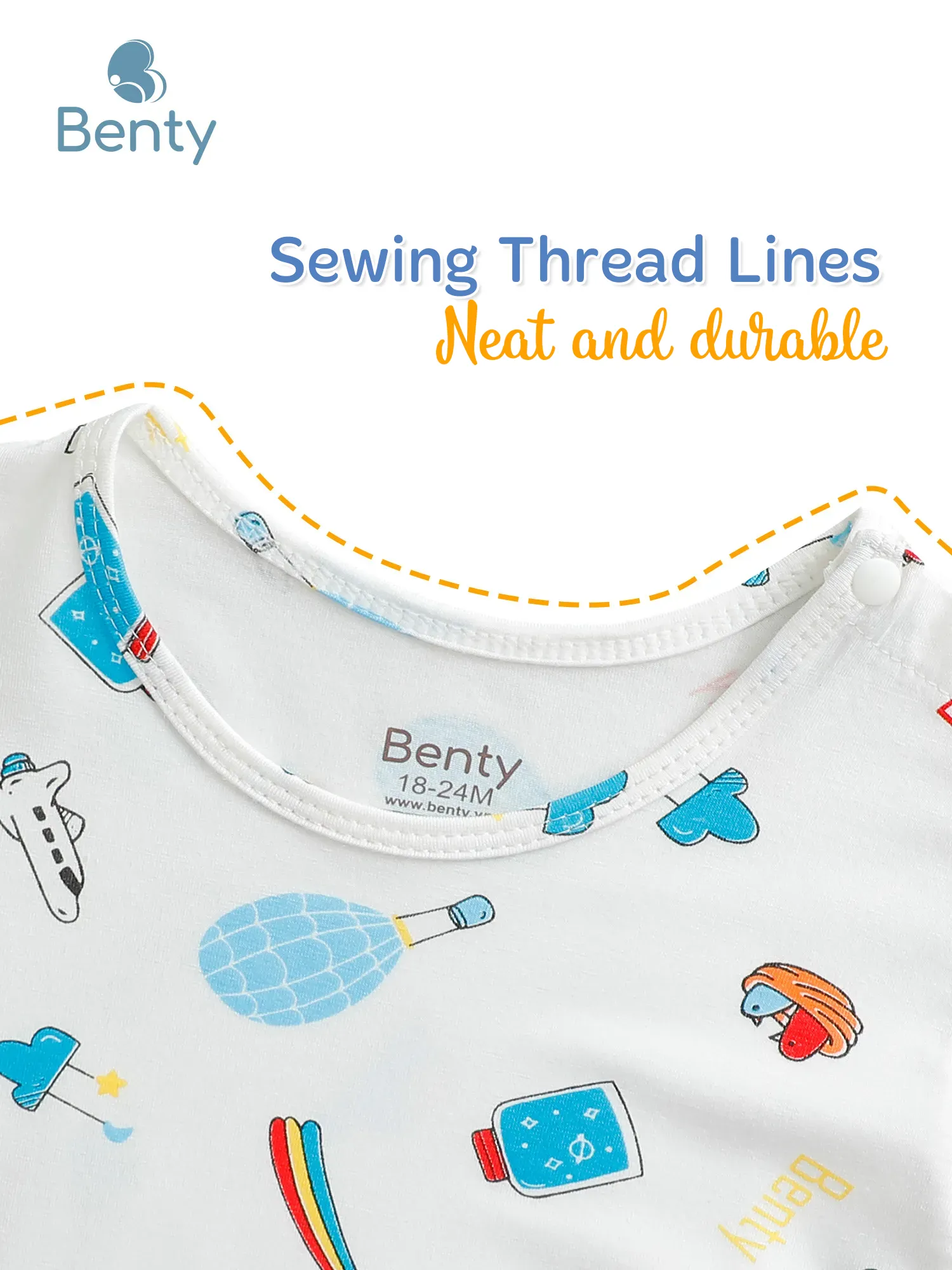 BENTY soft long-sleeve shoulder-button set with full print