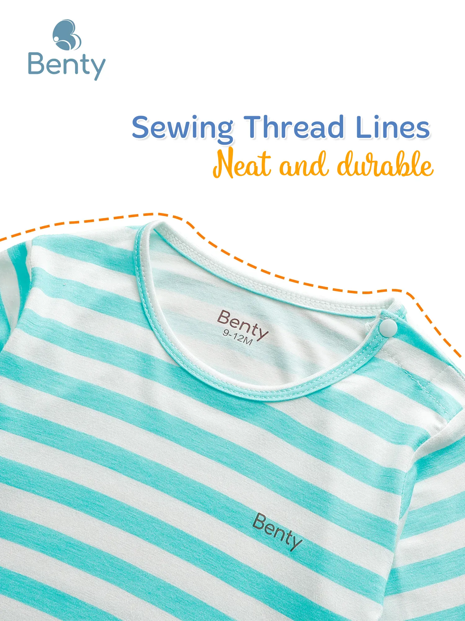 BENTY long set with shoulder buttons and large stripes