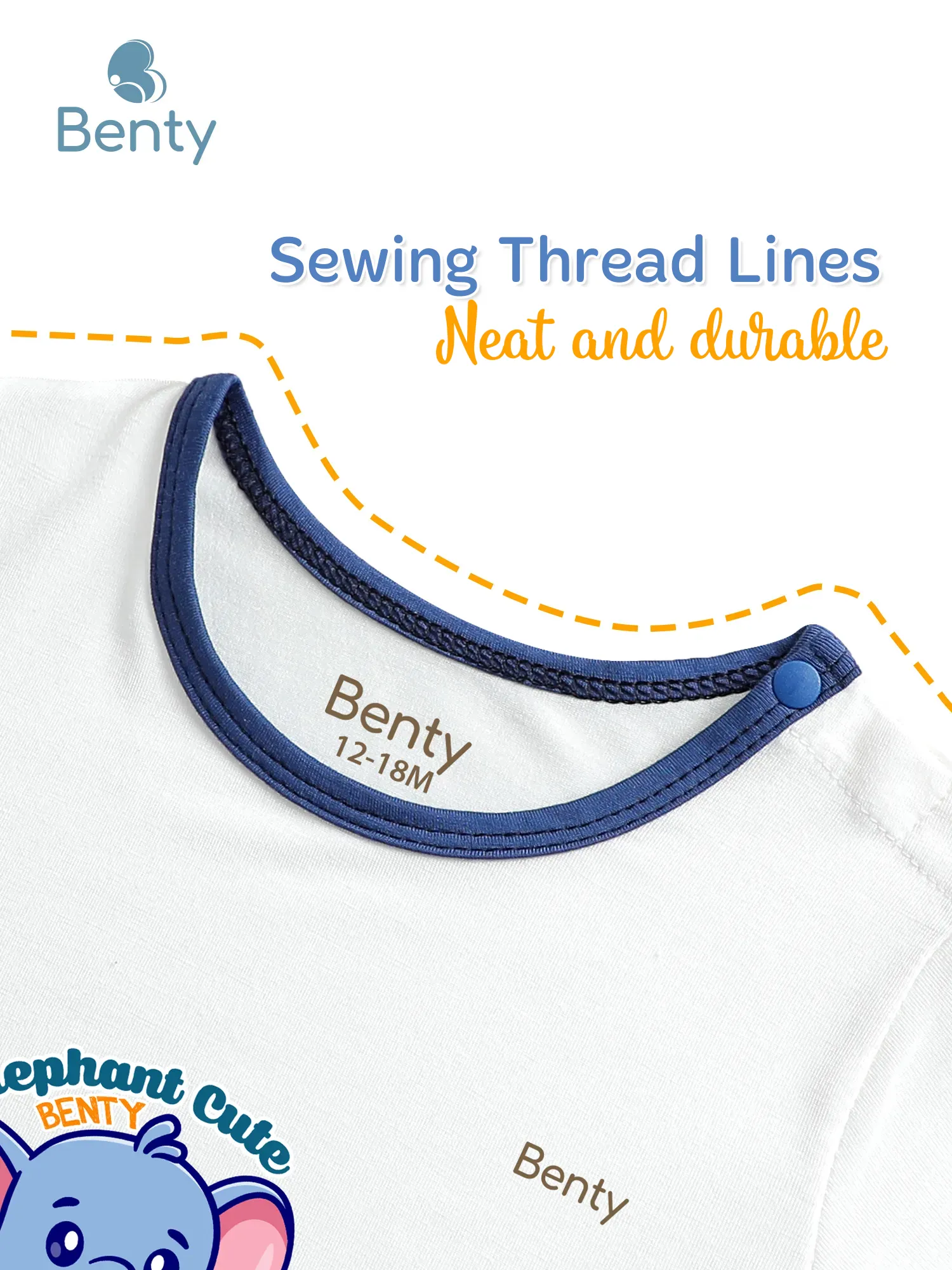 BENTY BT077 Long-Sleeve Shoulder-Snap Set with Trim