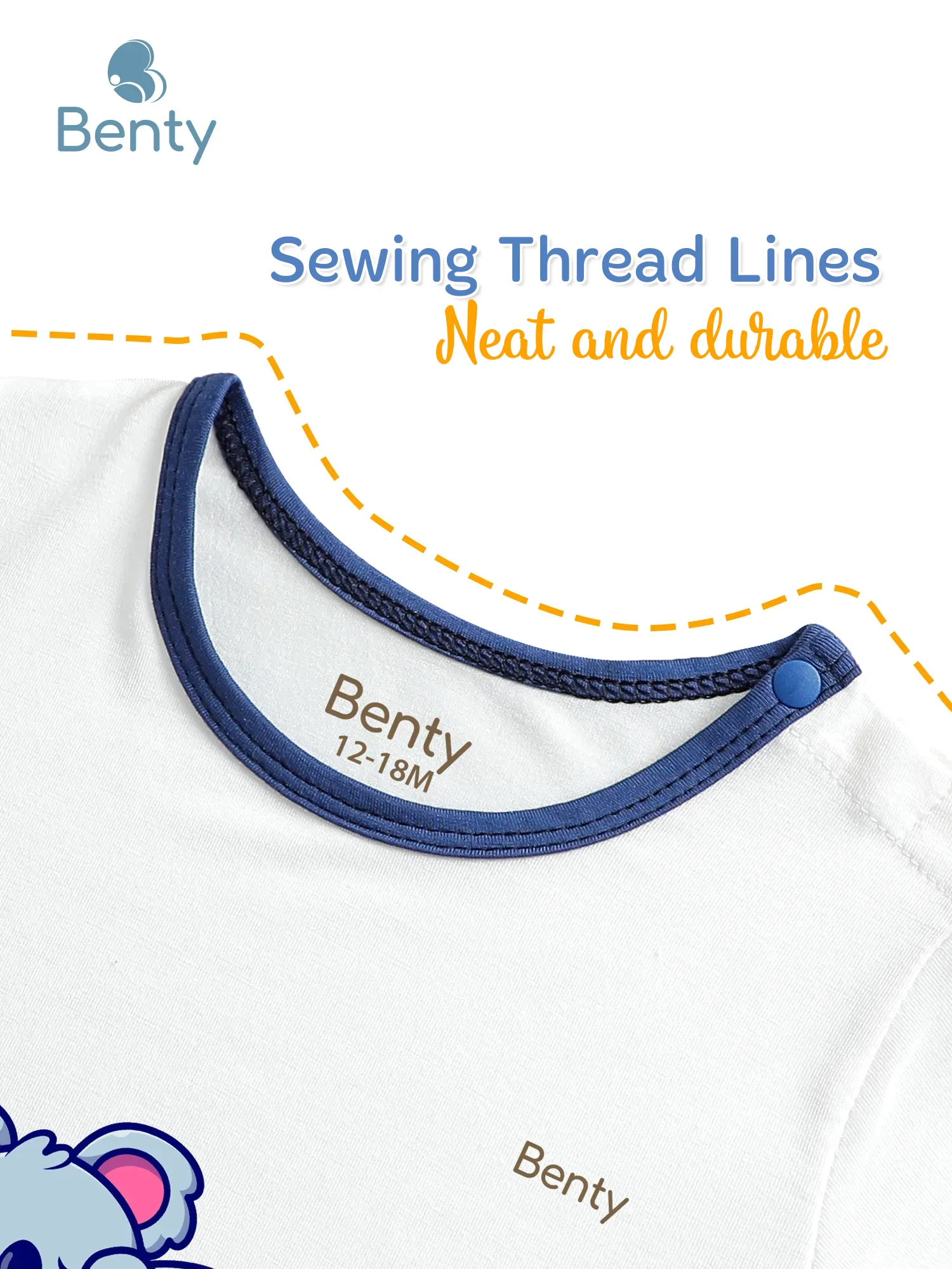 BENTY BT074 Long-Sleeve Shoulder-Snap Set with Trim