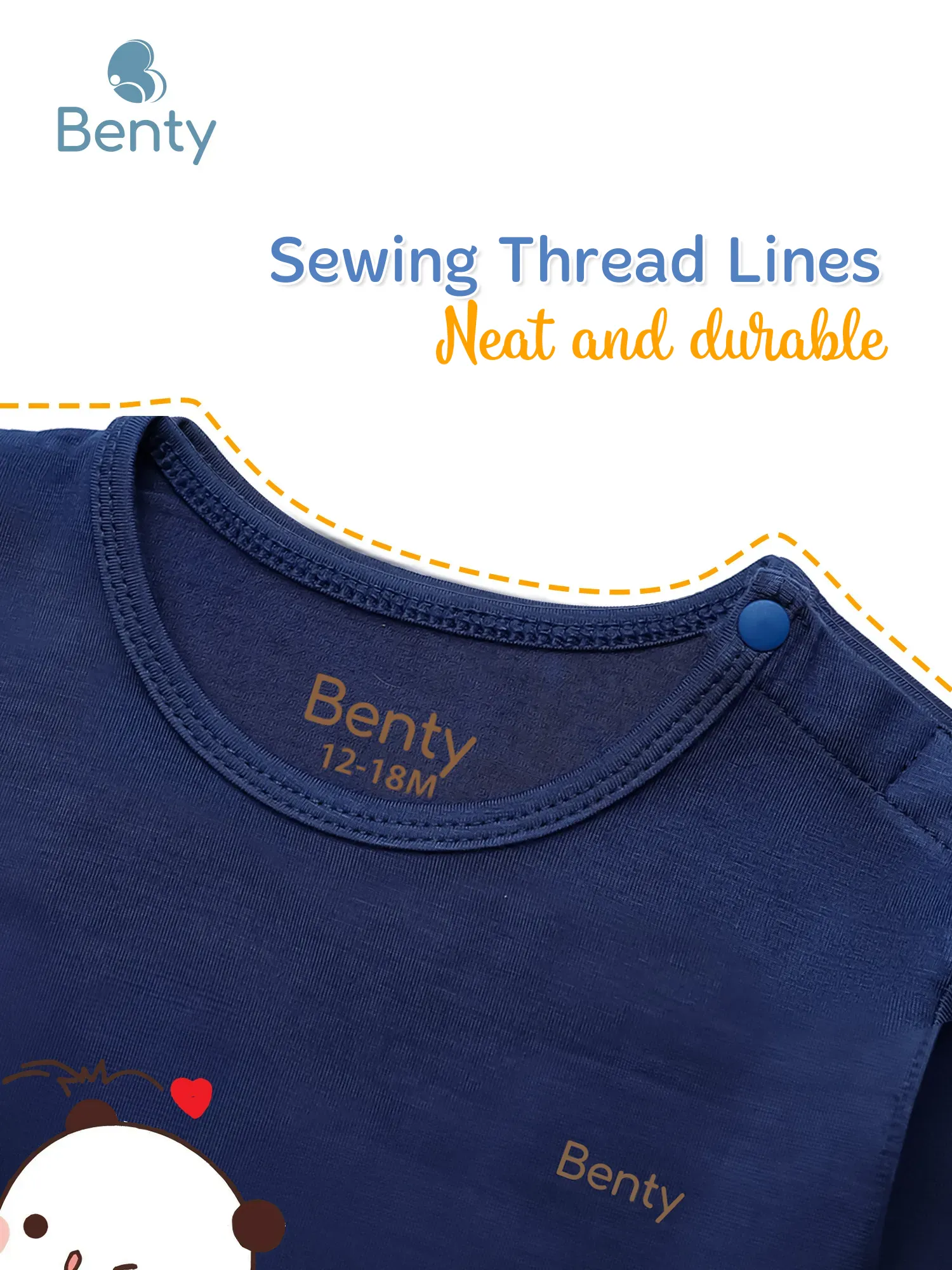 BENTY BT008 Adorable Baby Long-Sleeve Shoulder-Snap Set