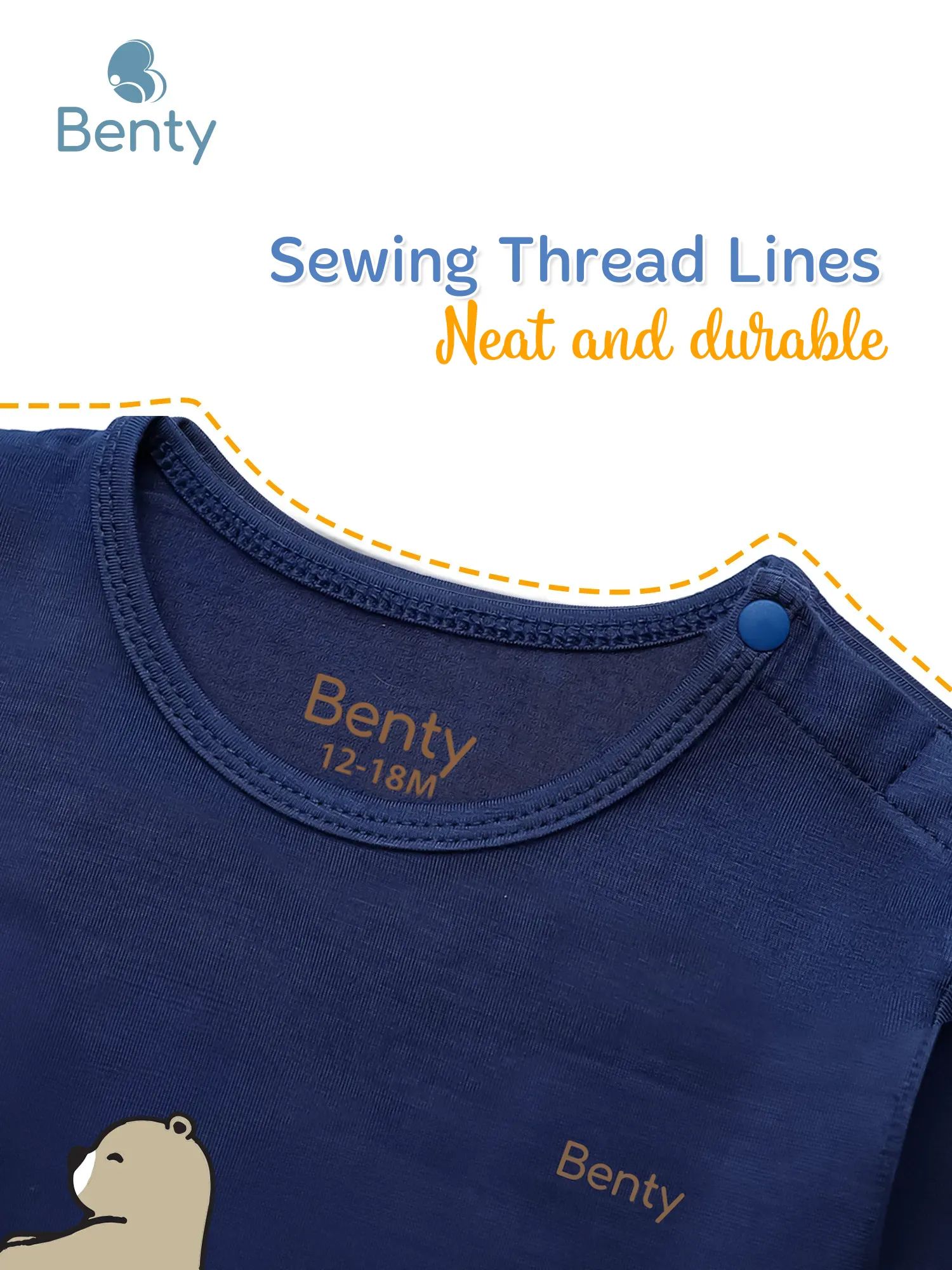 BENTY BT001 Baby Long-Sleeve Shoulder-Snap Set