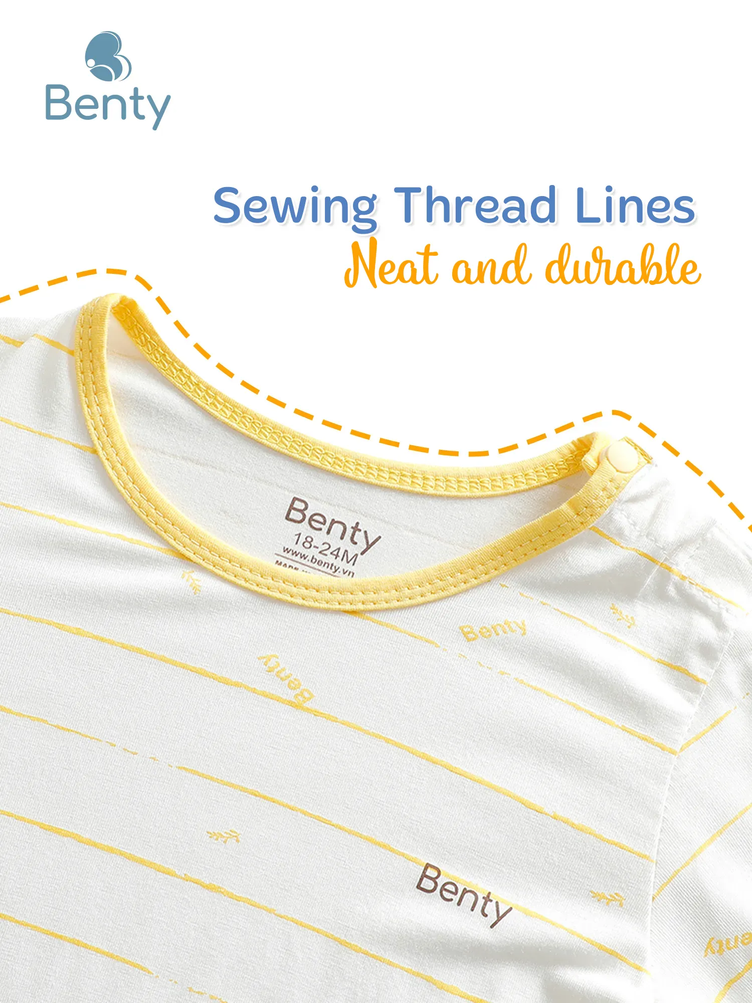 Set long-sleeve shoulder-snap top with elegant horizontal stripes BENTY