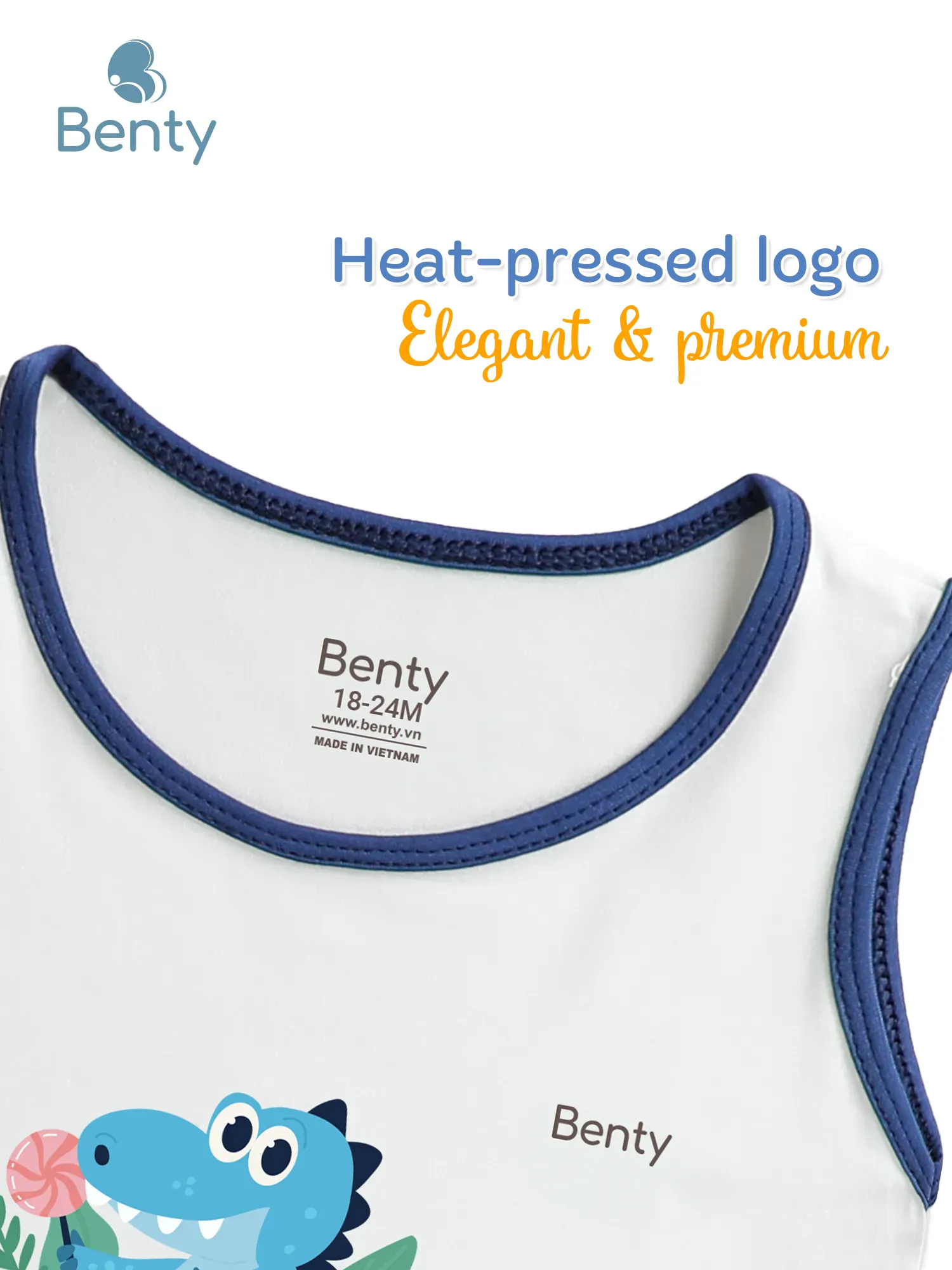 Benty BT099 printed dinosaur tank top set with trim comfortable to wear