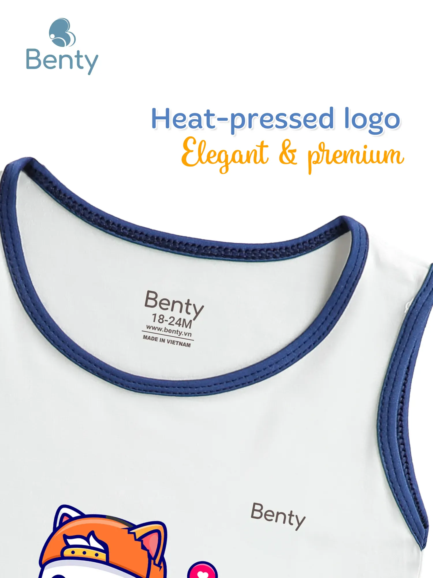 Benty BT102 printed CAT tank top set with trim for babies