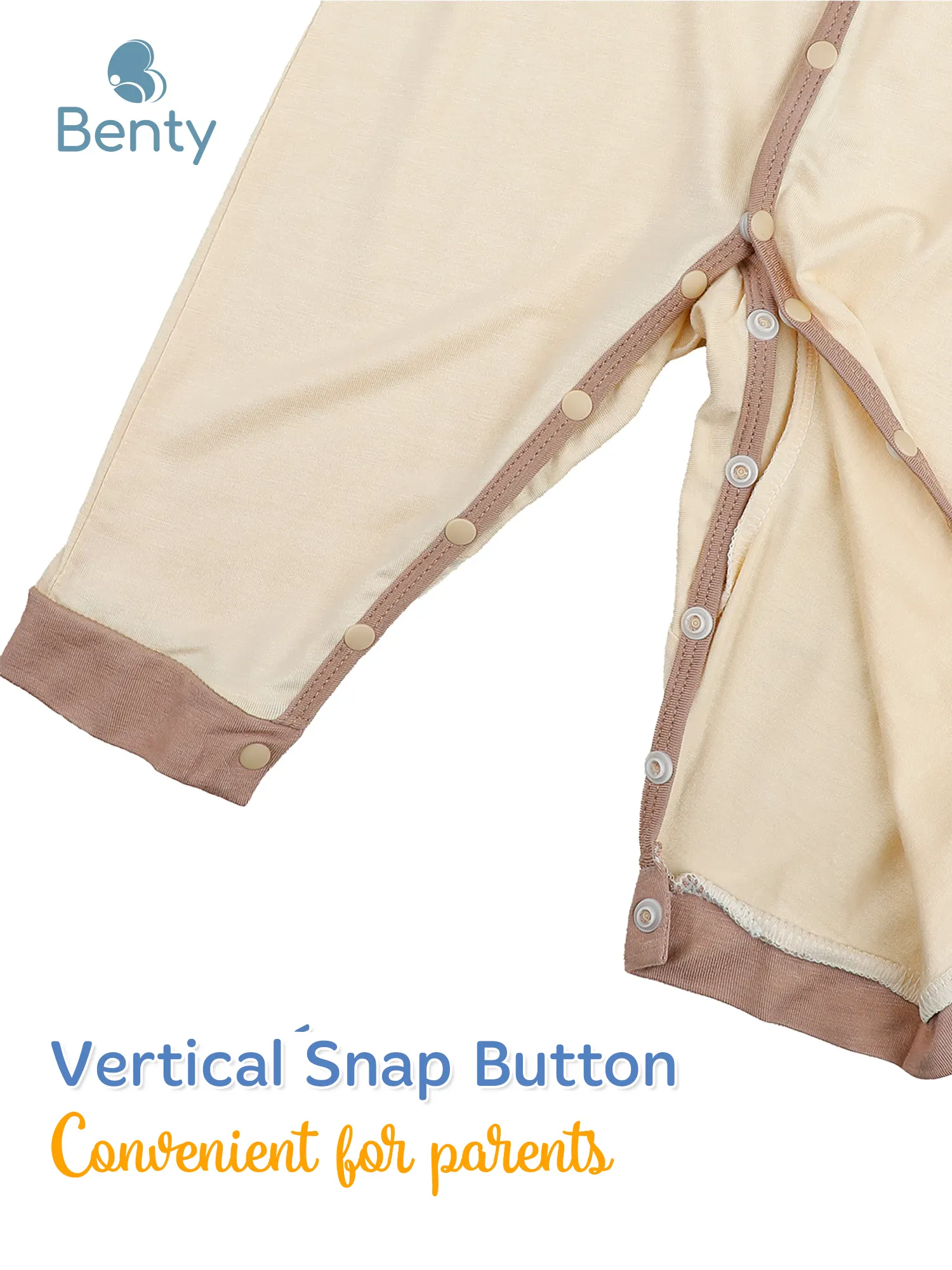 BENTY long-sleeved bodysuit with beige trim for babies